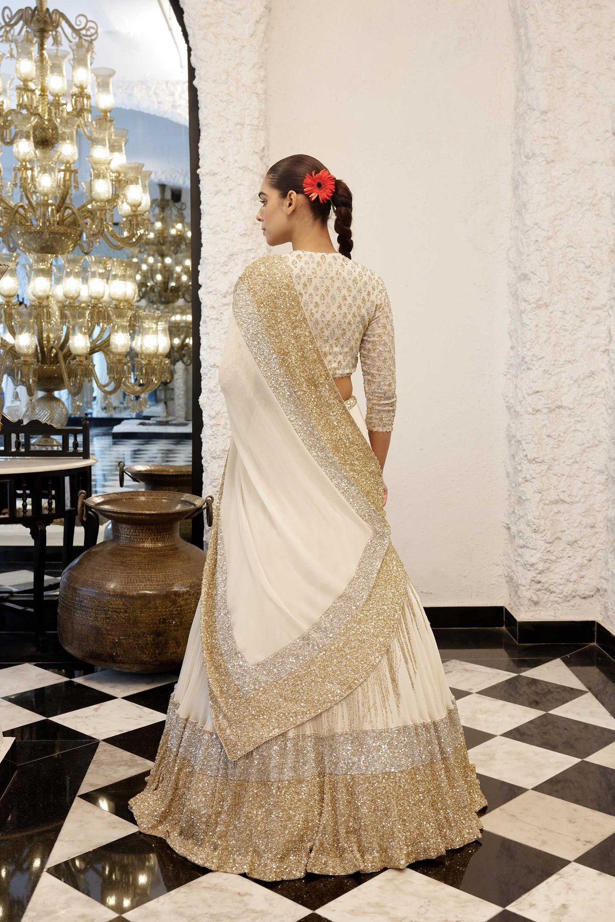 Lehenga Set in dense border sequin embroidery