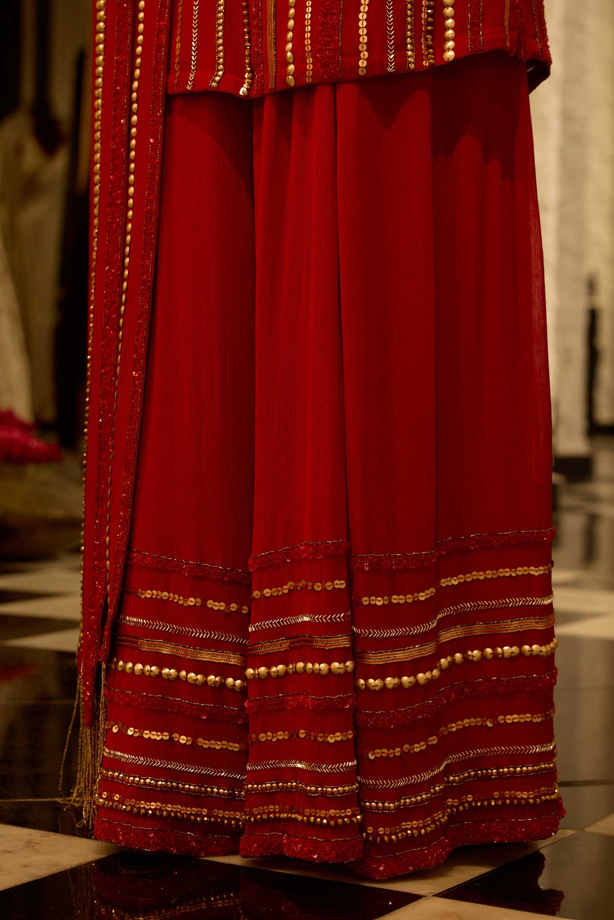 Sharara Set in Multi Sequin Lines Embroidery