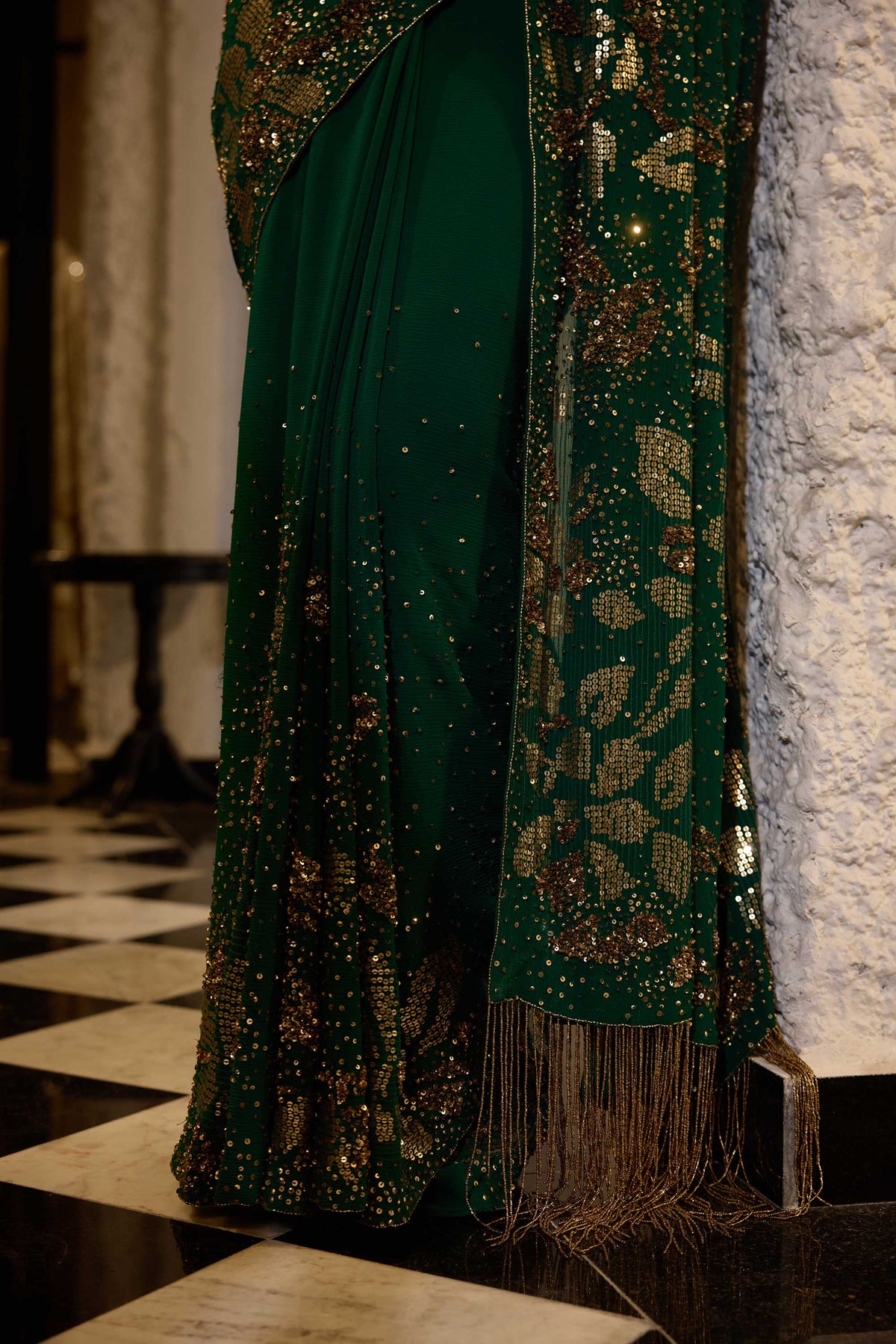 Sari Set in Sequin Floral Sprinkle Sequin Embroidery