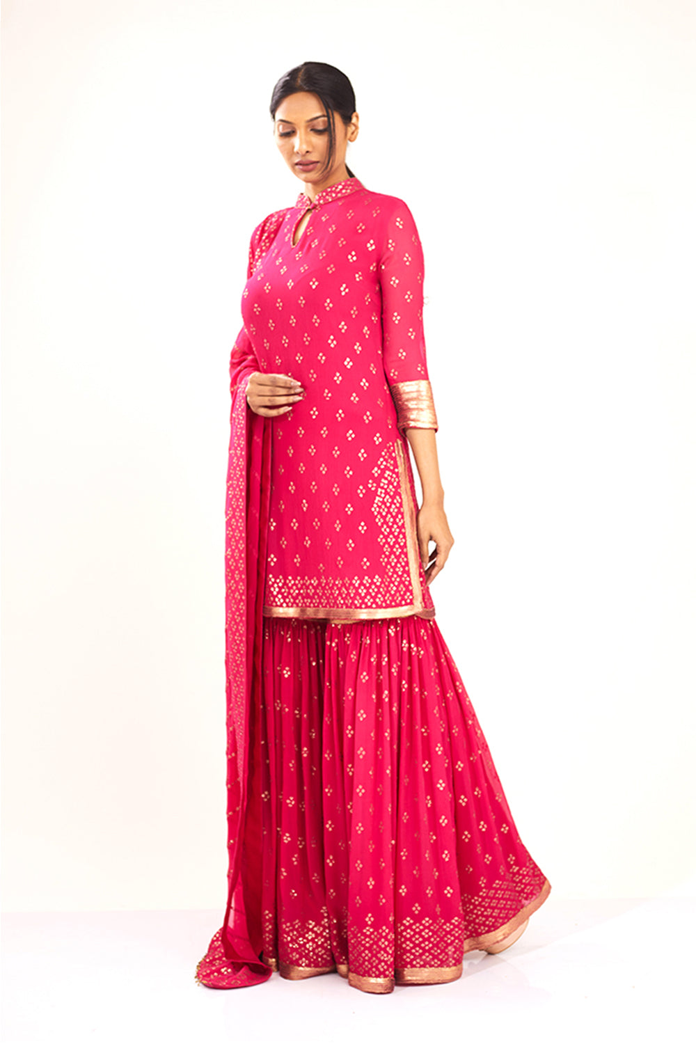 Gharara Set with Bandini inspired gold sequins