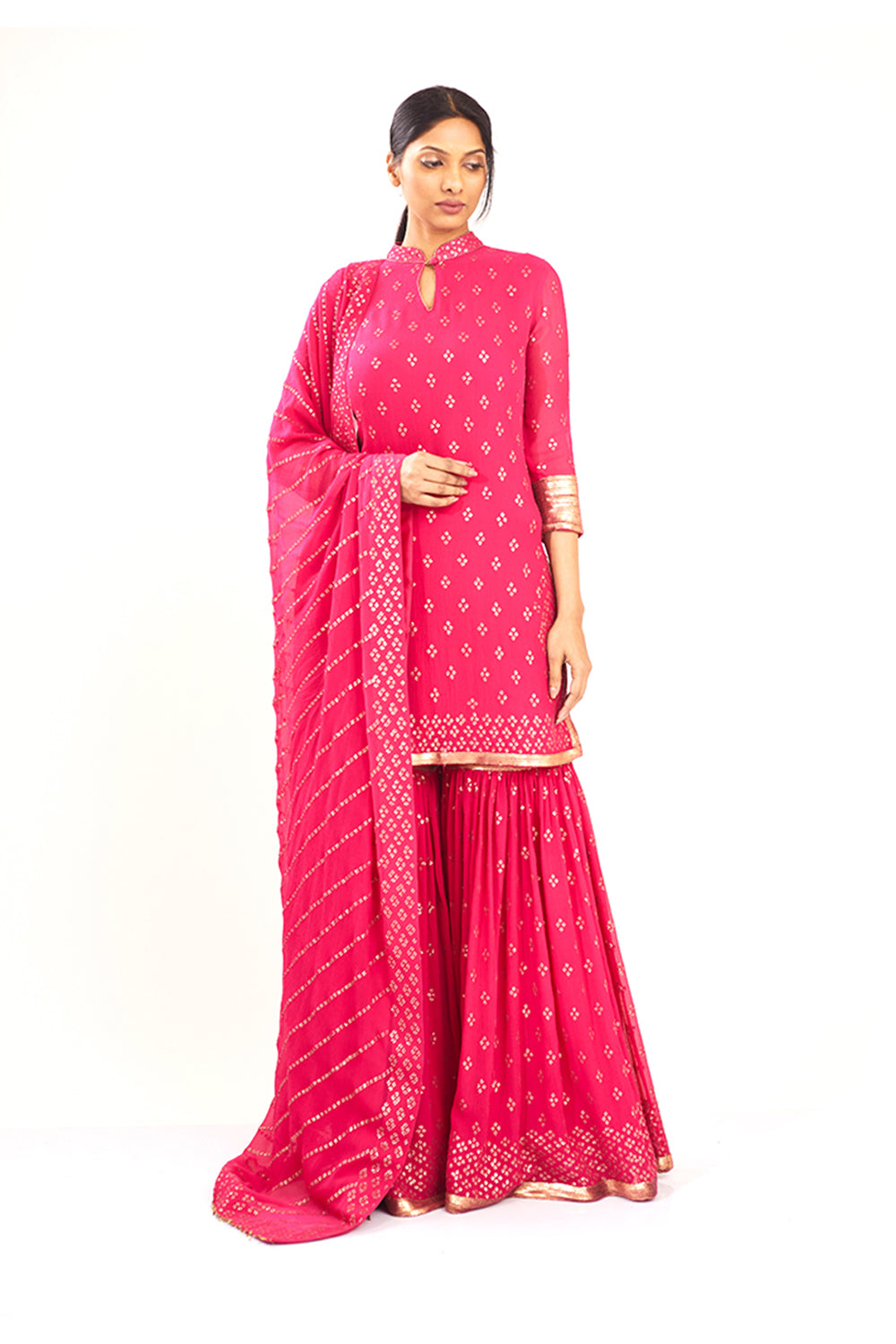 Gharara Set with Bandini inspired gold sequins