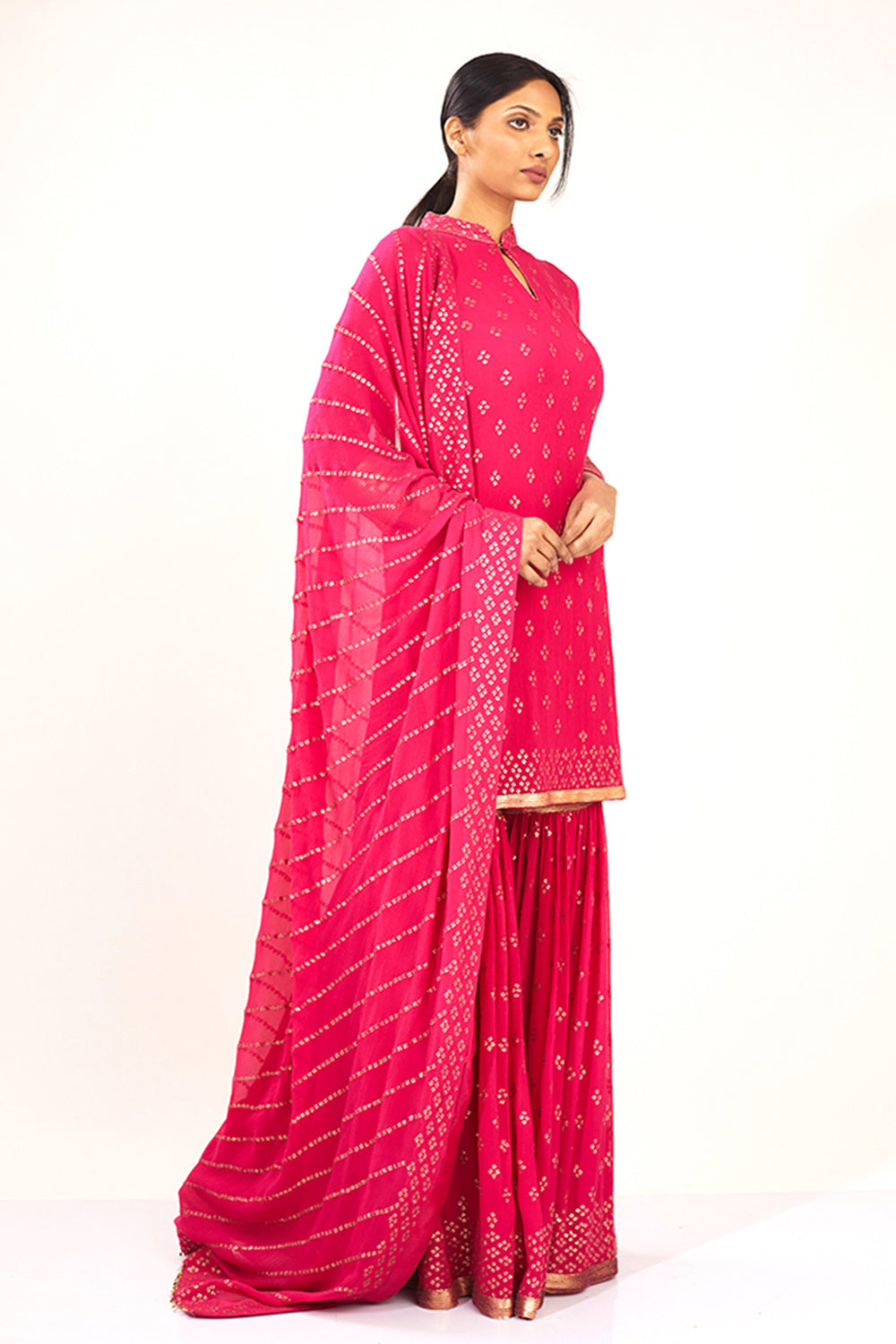 Gharara Set with Bandini inspired gold sequins