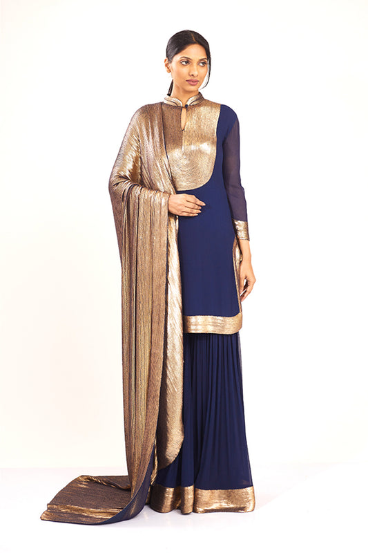 Gharara Set with Sheeted Gold Sequins Embroidery