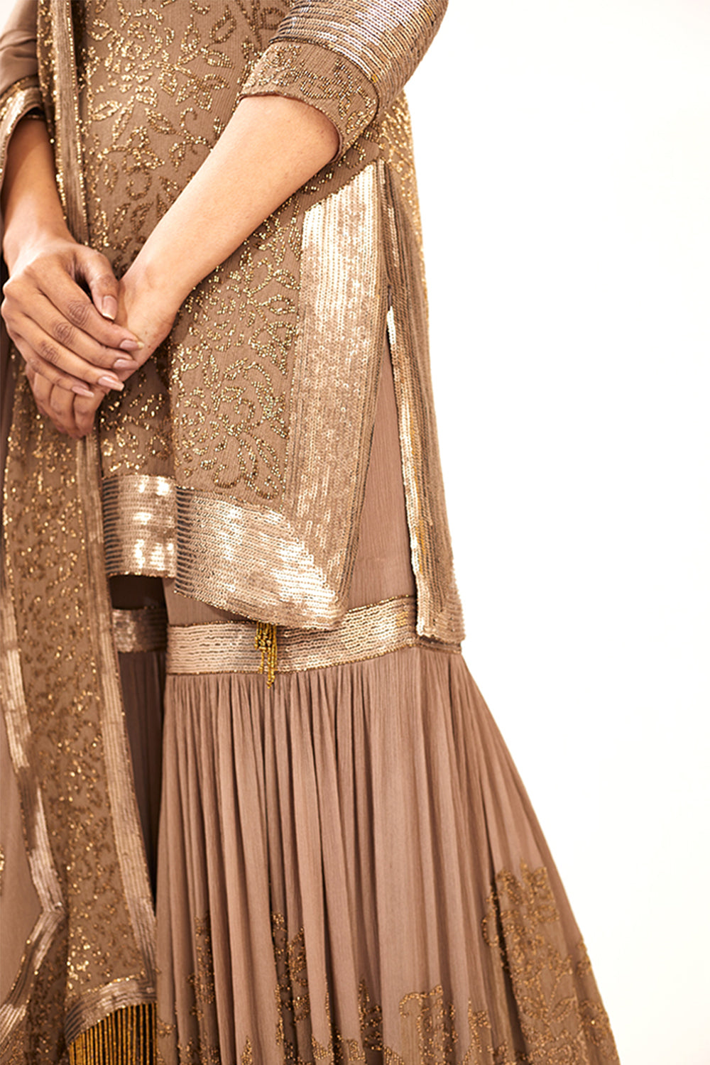 Gharara Set in Spiral Bead Work Embroidery