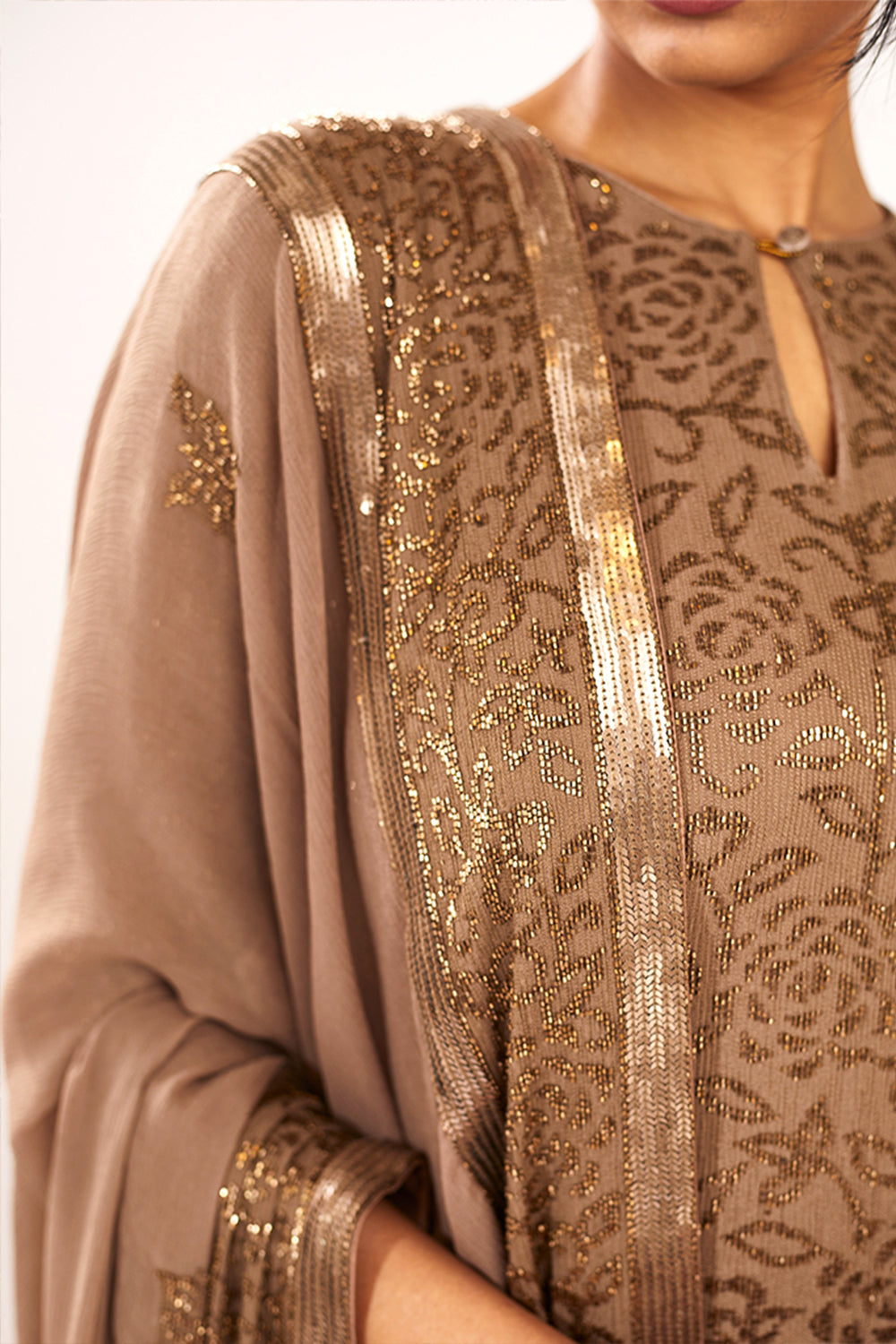 Gharara Set in Spiral Bead Work Embroidery