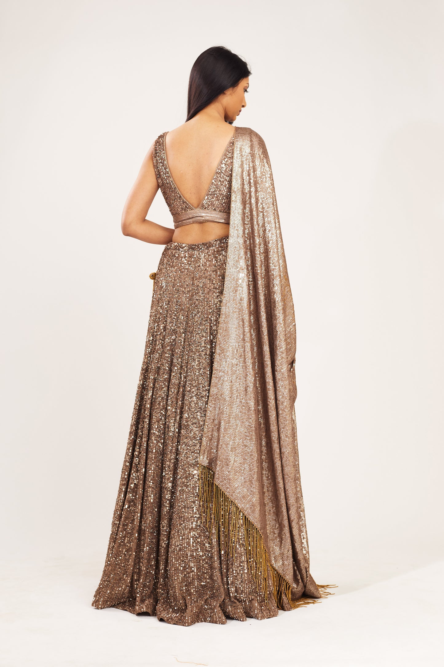 Lehenga Set in all over Line Sequin Embroidery