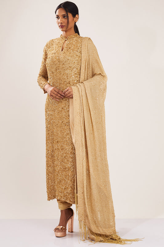 Kurta Set in Line Sequins Embroidery