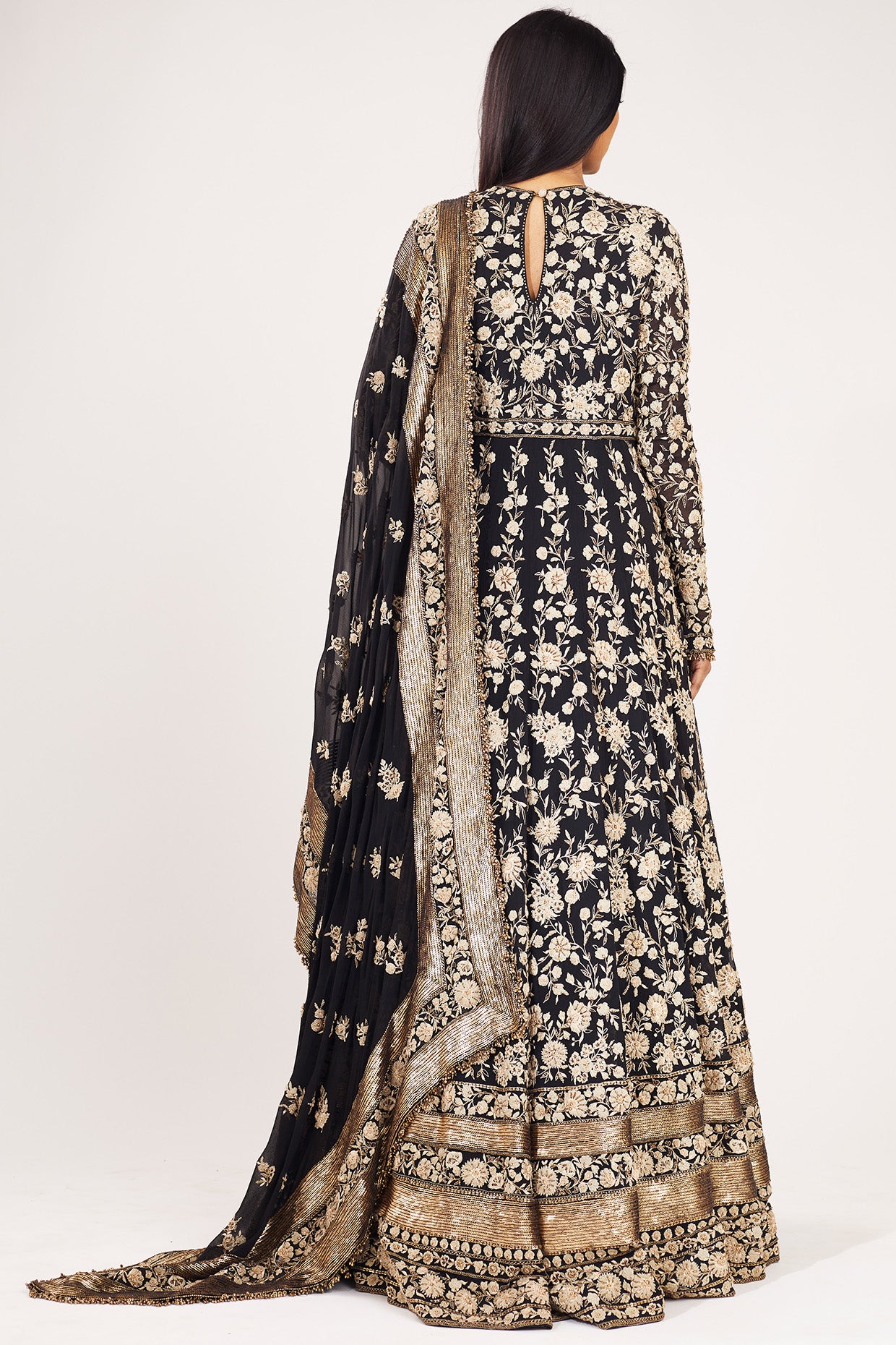 Anarkali Set with Old World Ivory Thread Embroidery