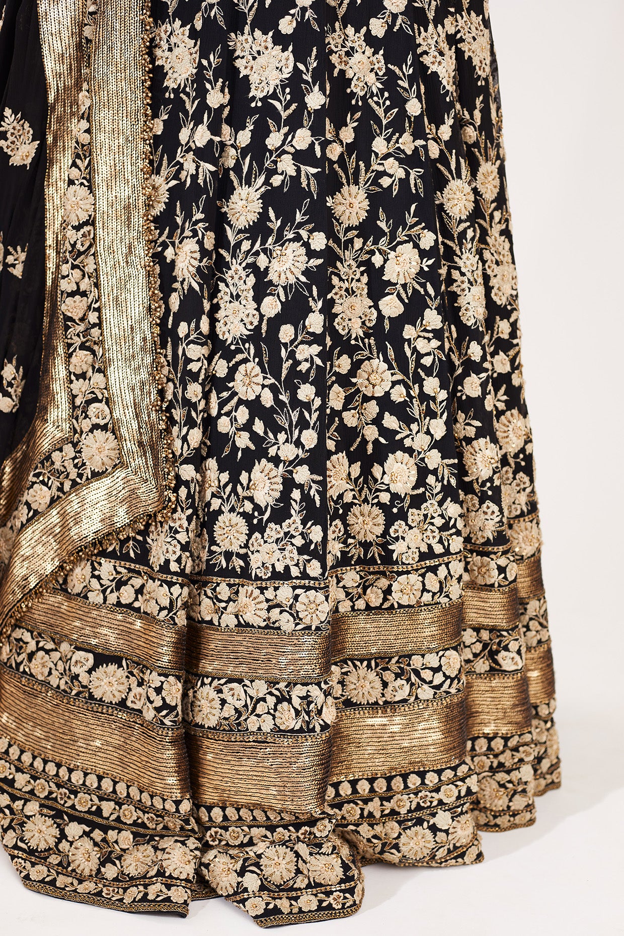 Anarkali Set with Old World Ivory Thread Embroidery