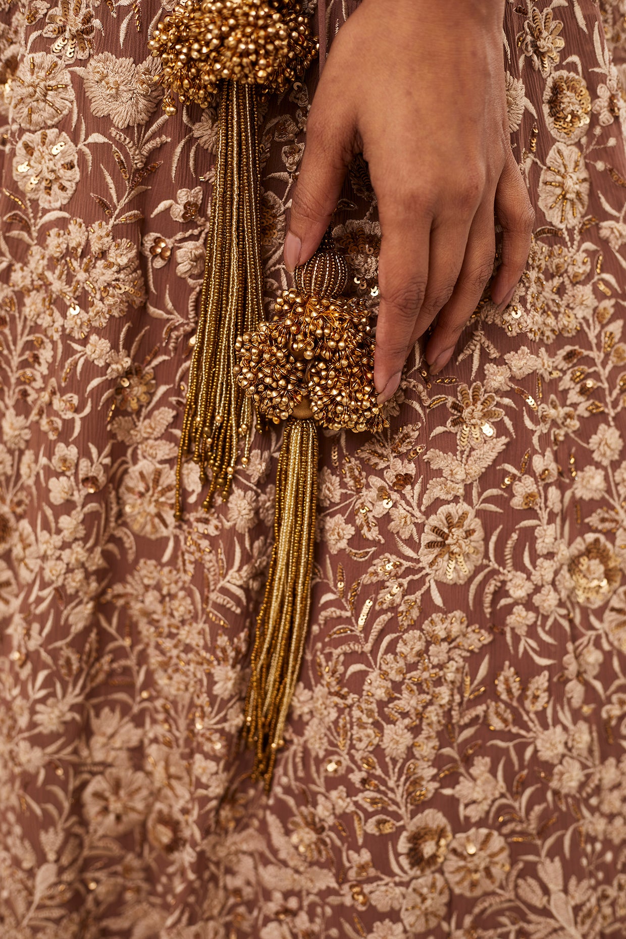 Lehenga Set in Old World Ivory Thread Embroidery