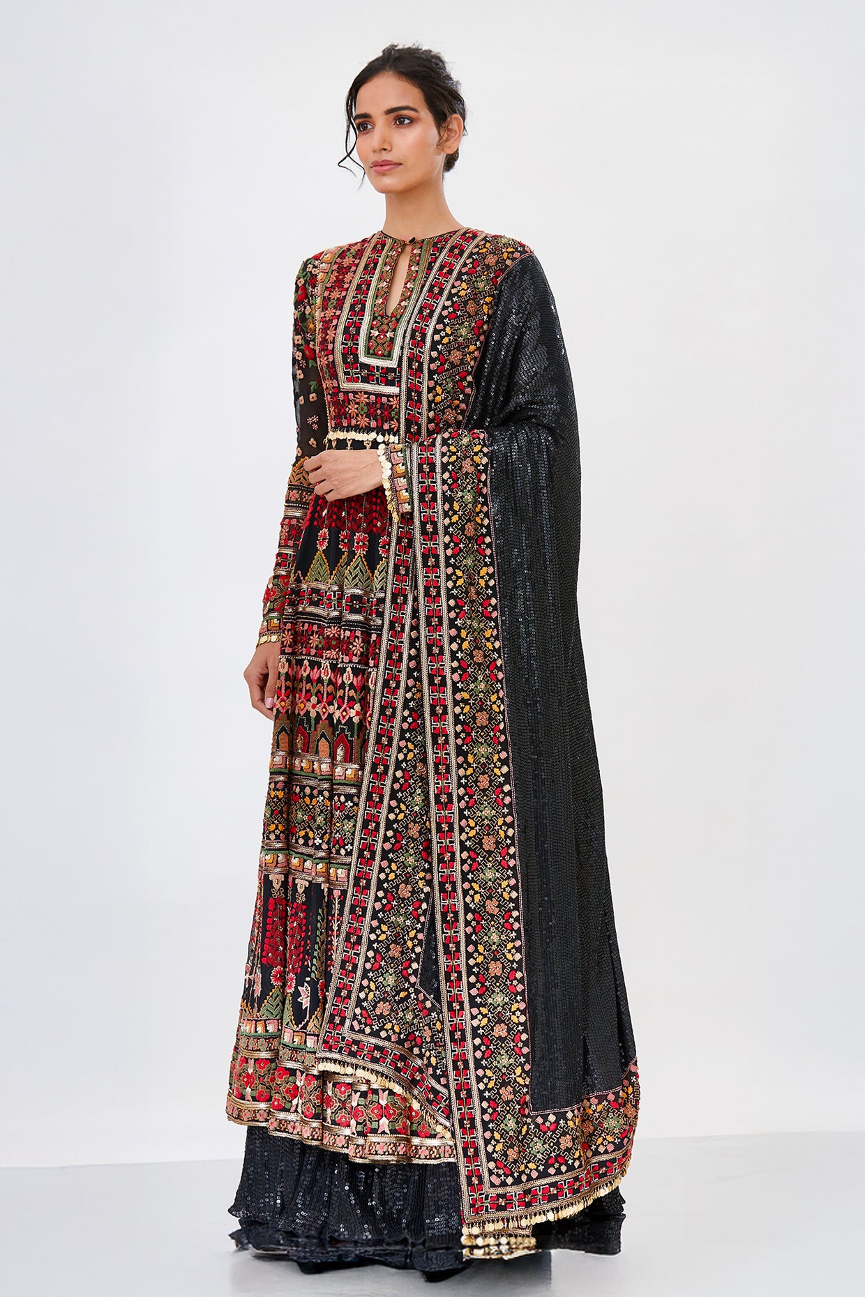 Anarkali Kurta Set in Tribal Thread Embroidery
