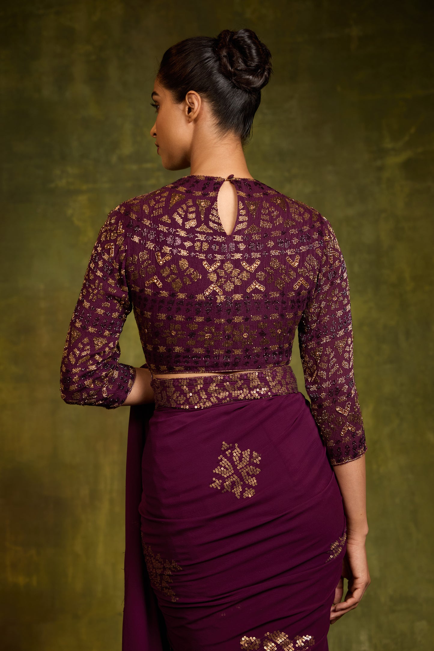 Sari Set in Egyptian Cutdana & Sequin Embroidery