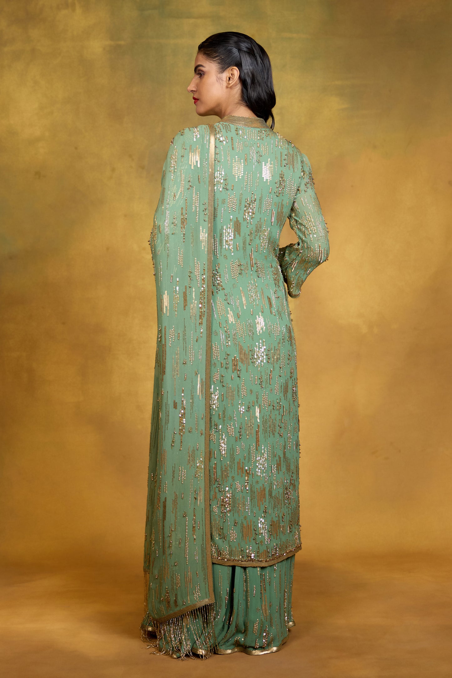 Kurta Set in Abstract Sequin Embroidery