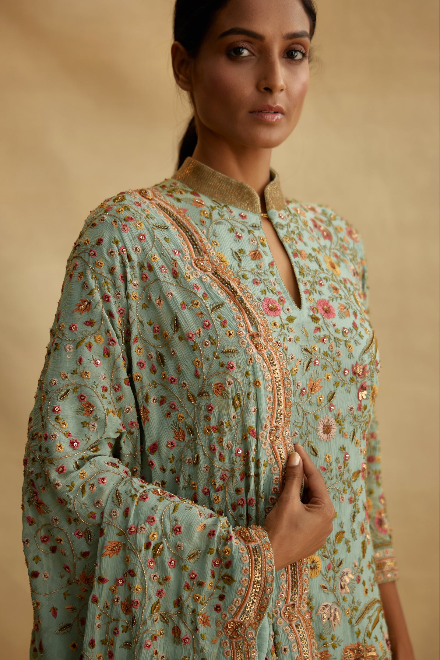 Gharara Set in Intricate floral embroidery