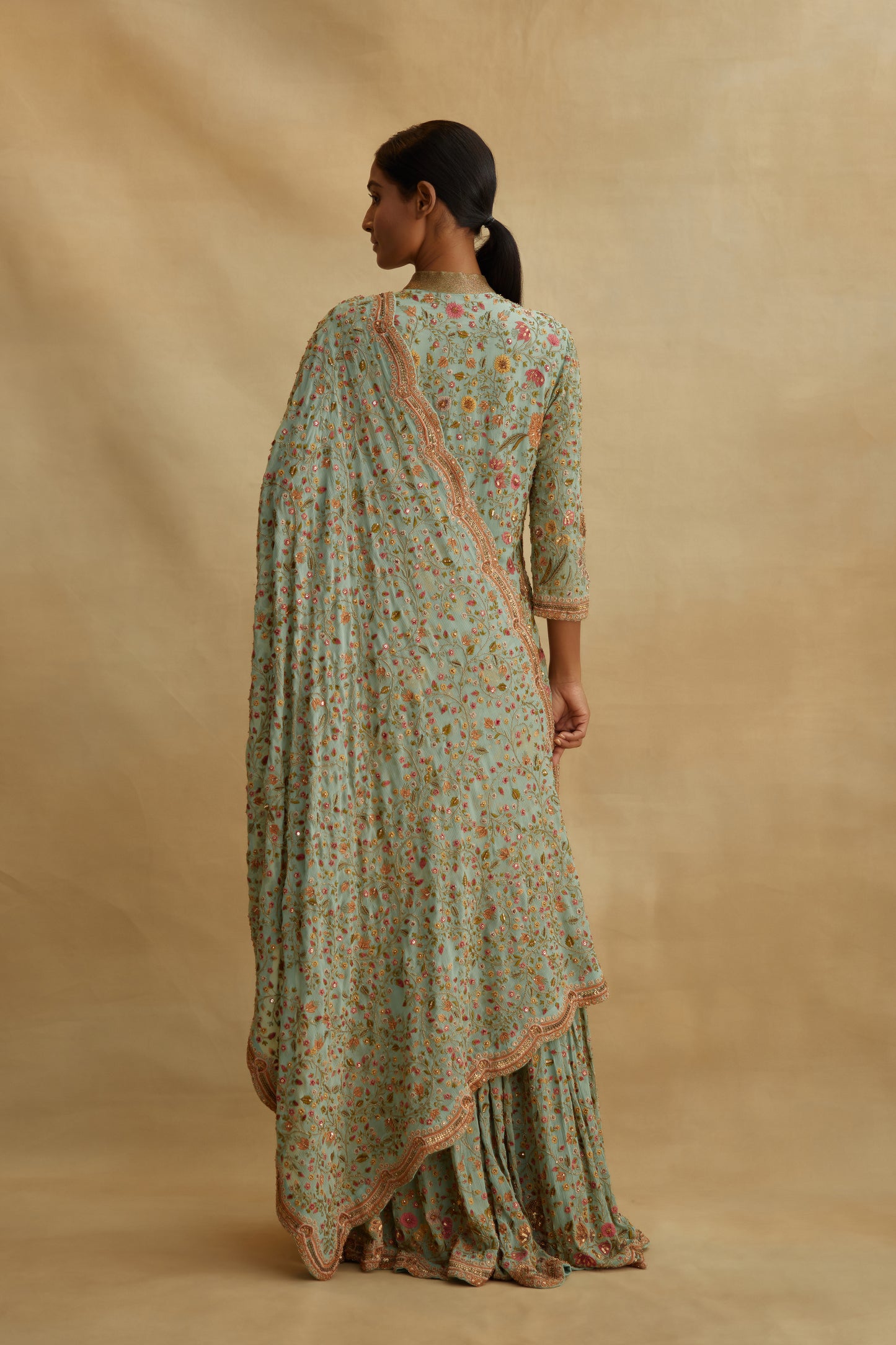 Gharara Set in Intricate floral embroidery