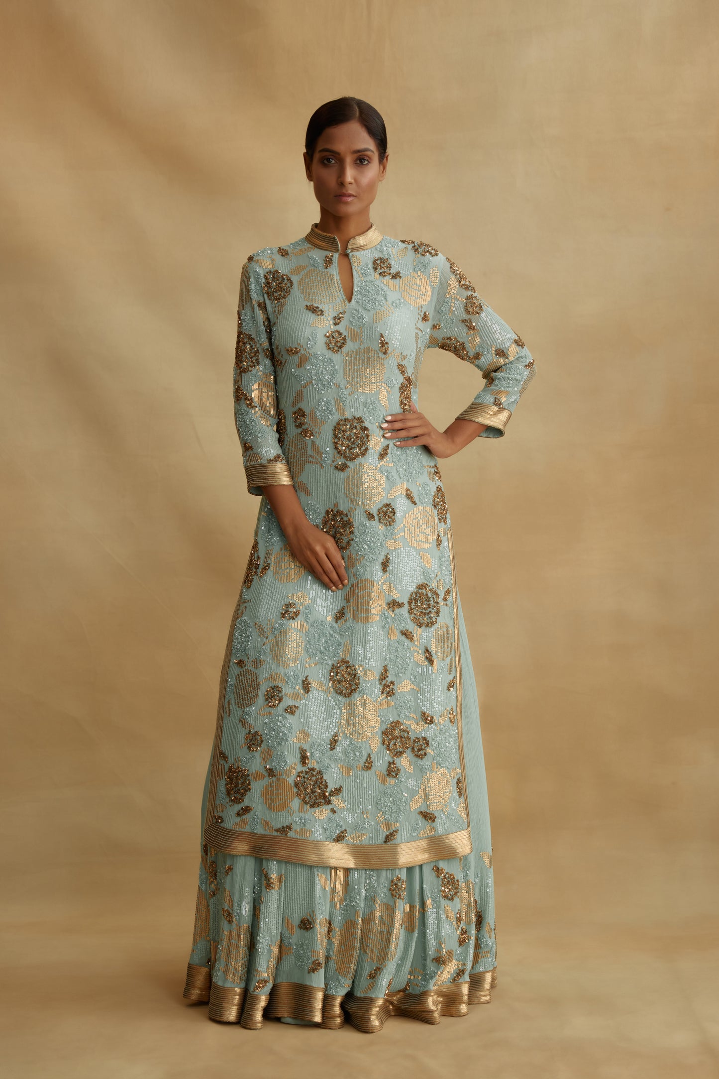 Kurta Set in Signature Rose Sequin Embroidery******* already uploaded