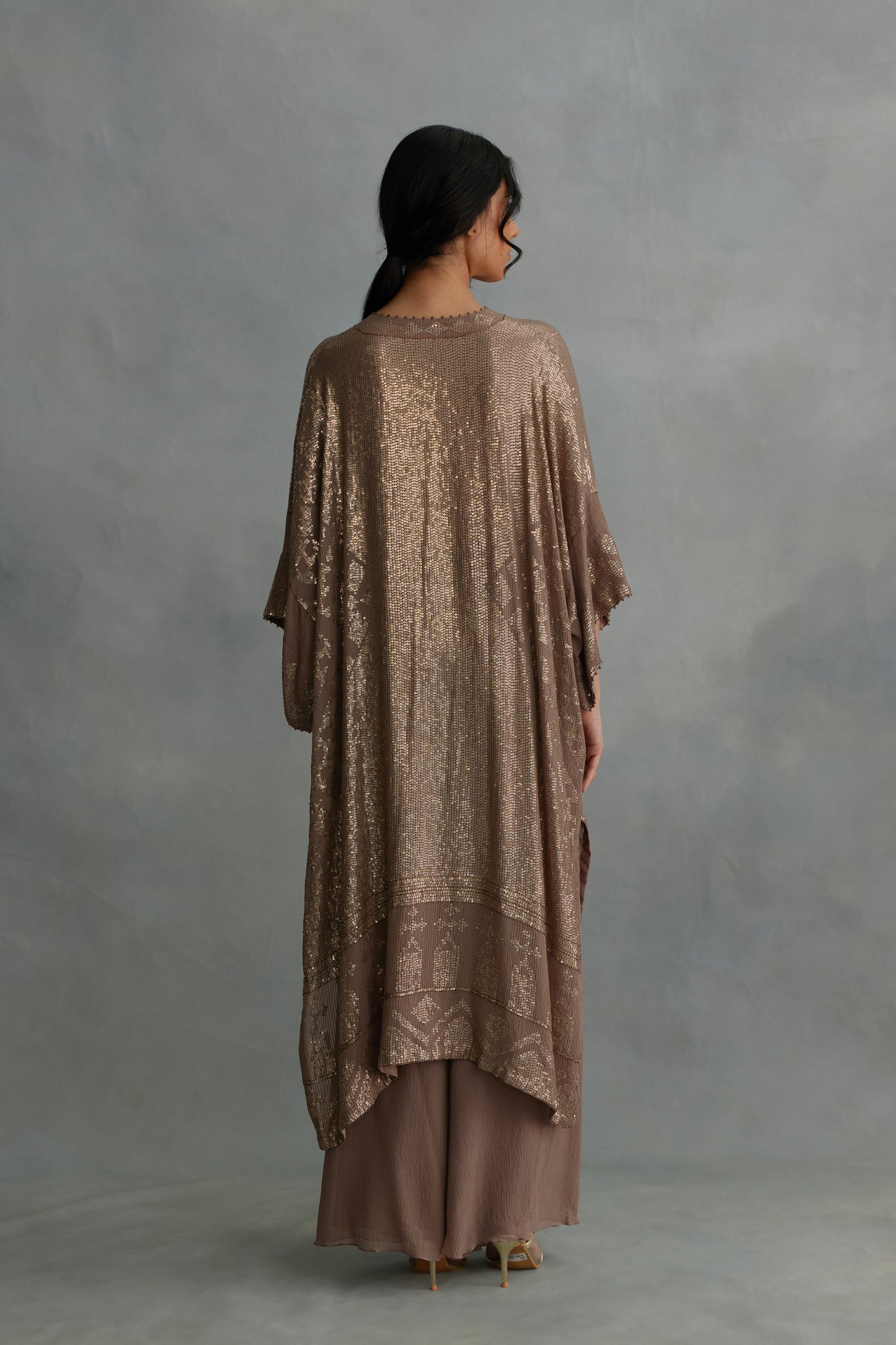 Kaftan Set in Small Sequin Embroidery