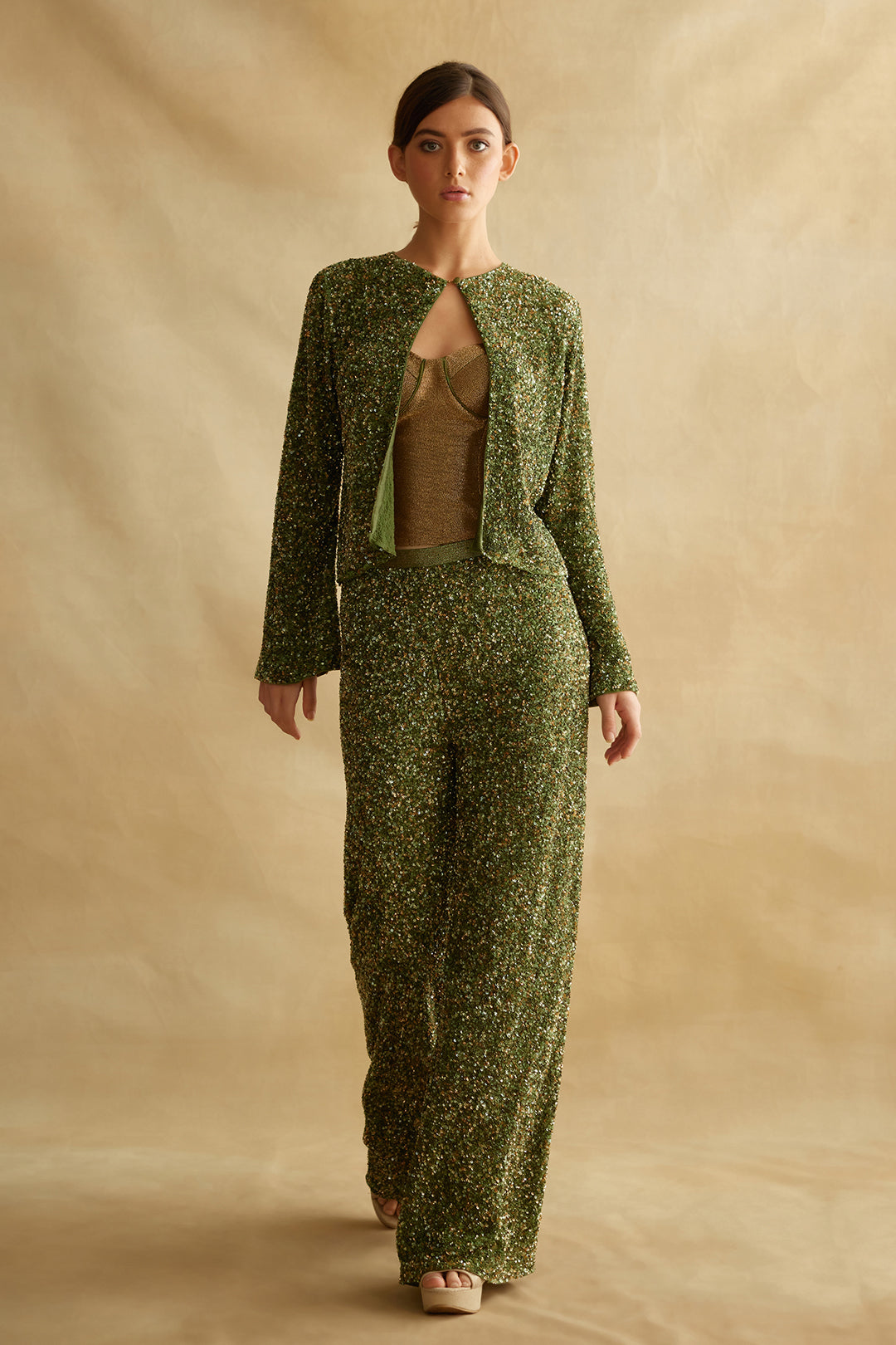 Jacket Set with Sequin Embroidery