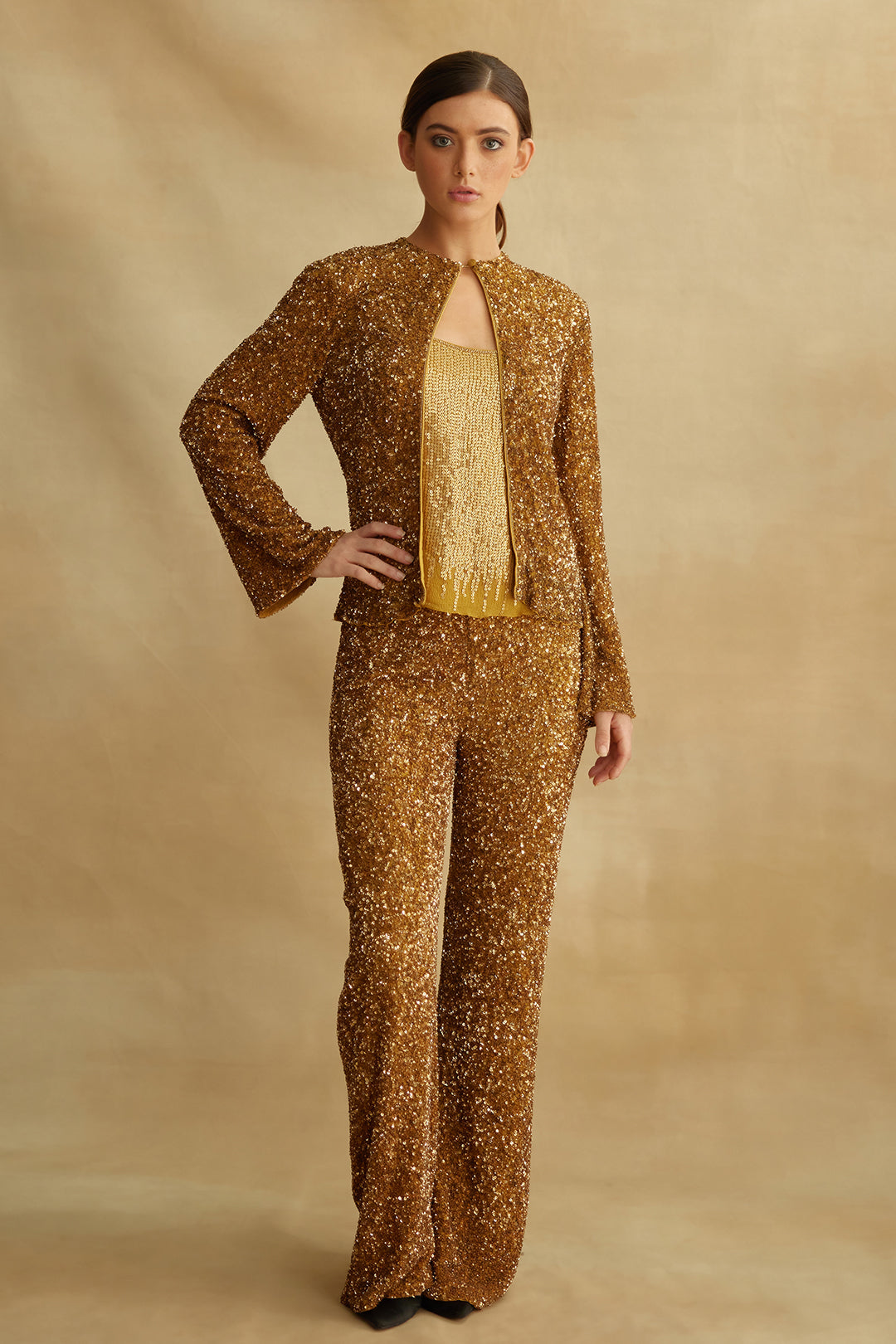 Jacket Set with Sequin Embroidery