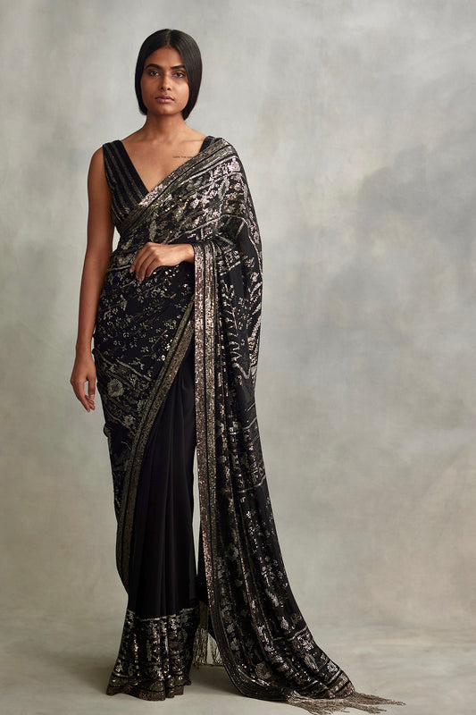 Sari Set in gold and silver small sequin embroidery