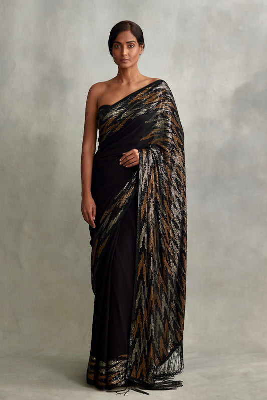 Sari Set in ikkat sequin embroidery