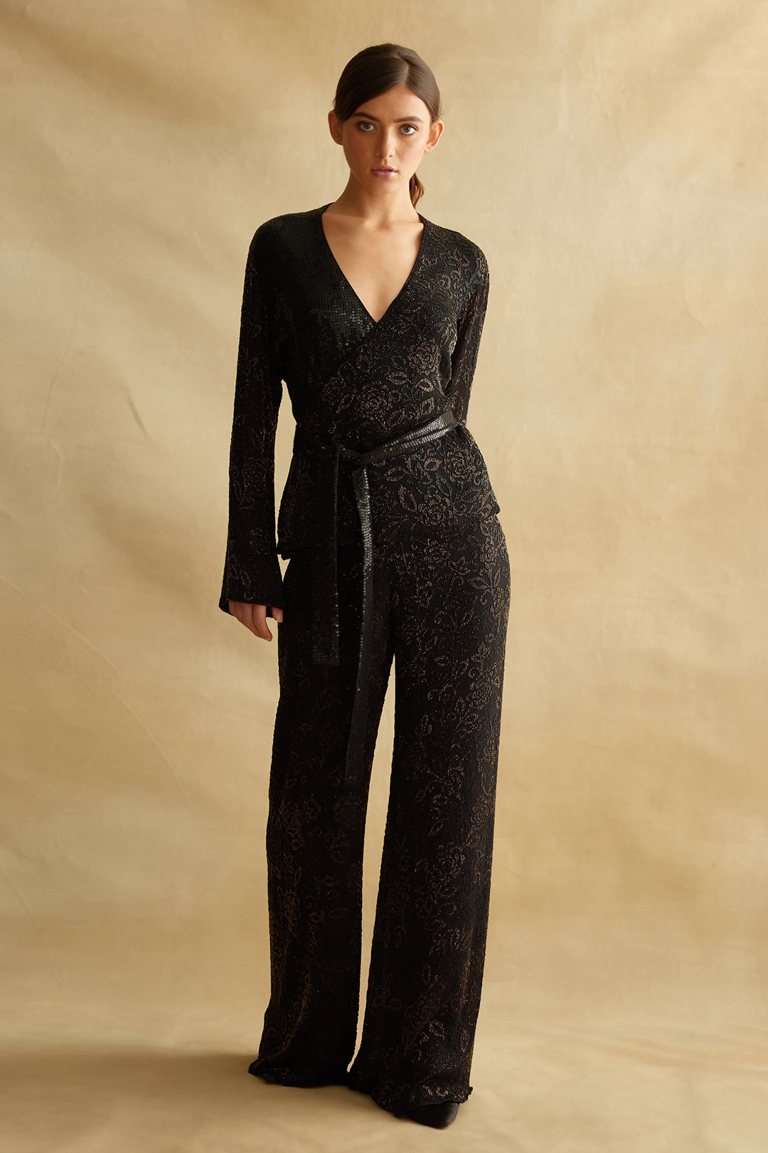 Jacket Set with Spiral Beadwork and Sequin Embroidery