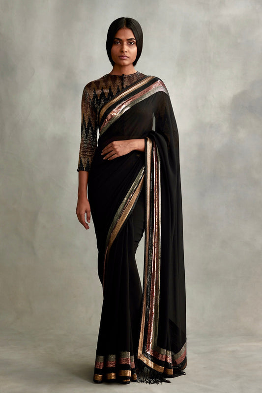 Sari Set in Sequin and Spiral beadwork embroidery