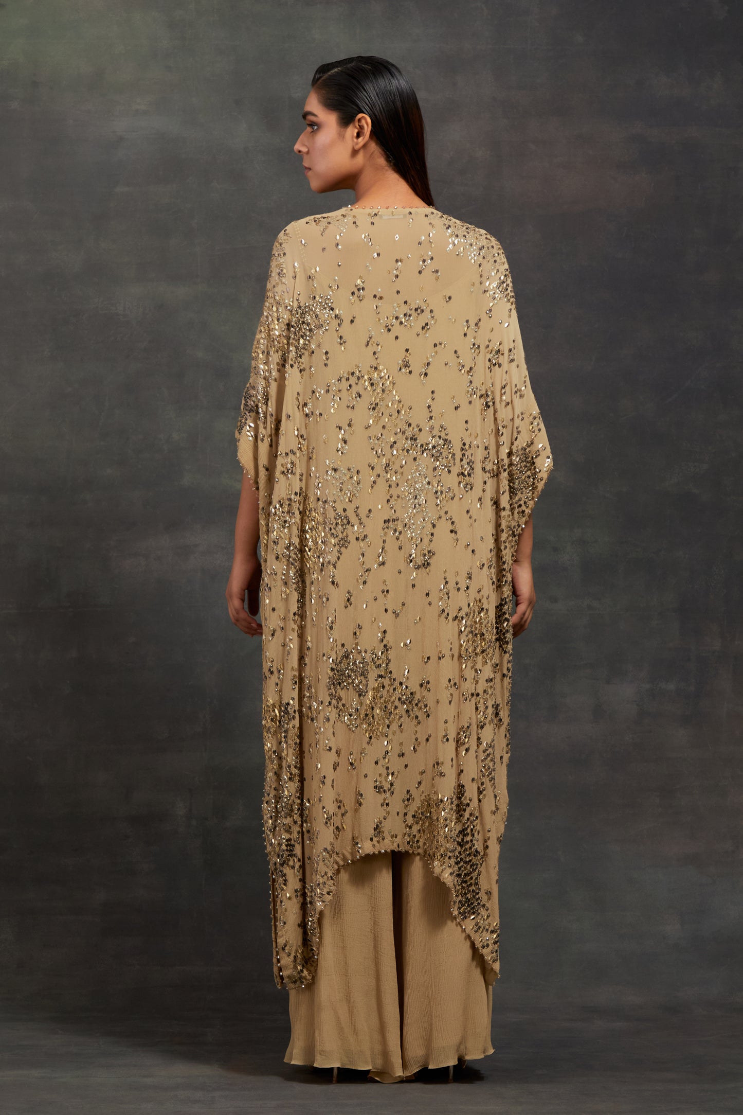Kaftan Set in Sequin Textured Snake Pattern