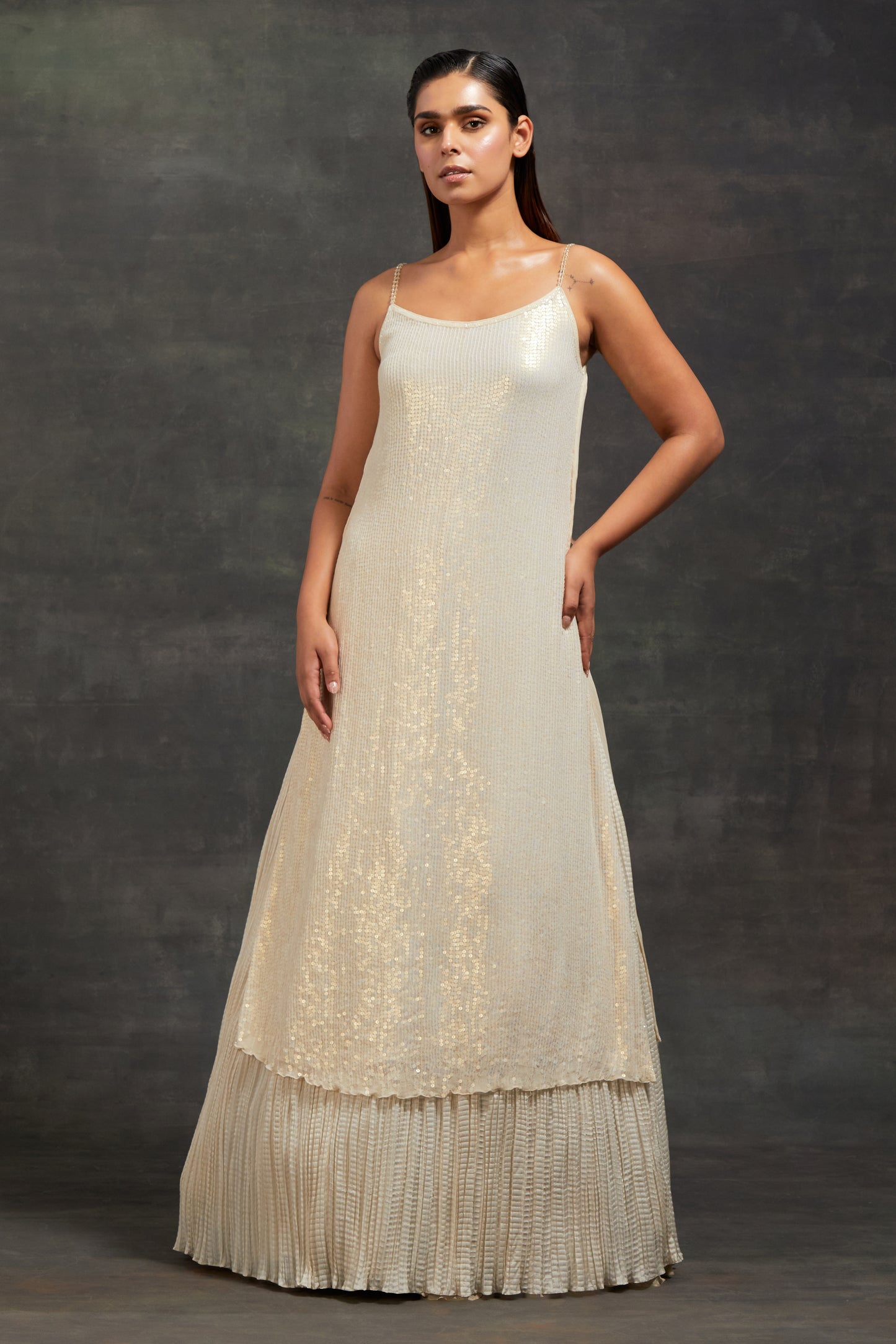 Jacket Set in Pearl, Sequin and Thread Embroidery