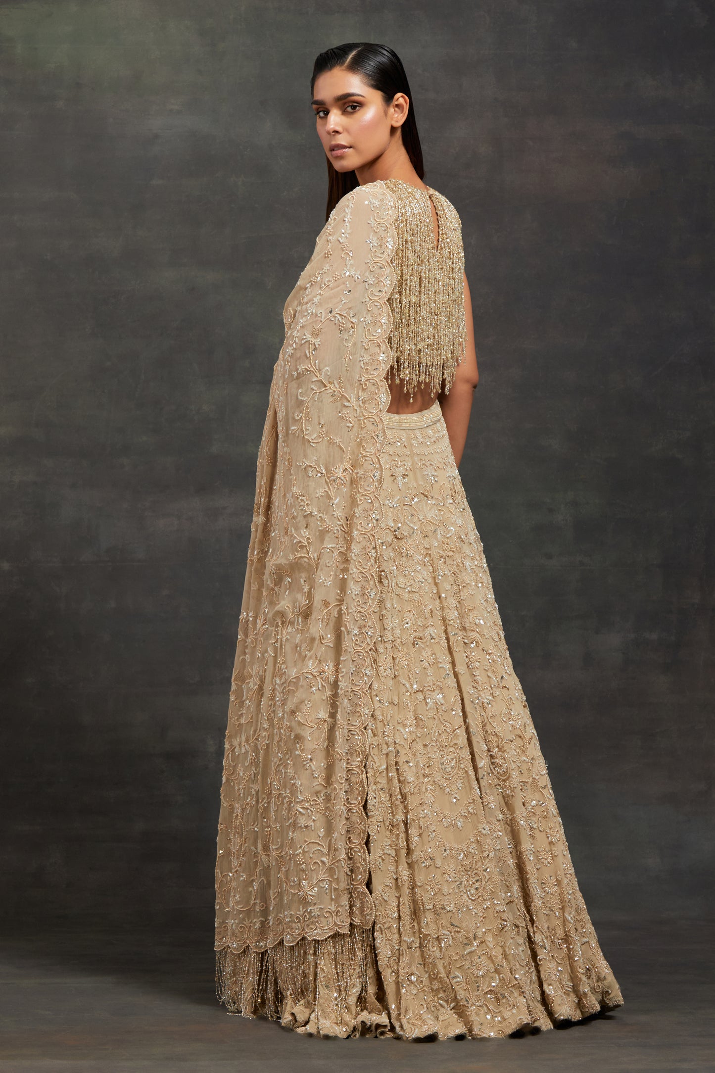 Lehenga Set In Pearl, Sequin & Thread Embroidery