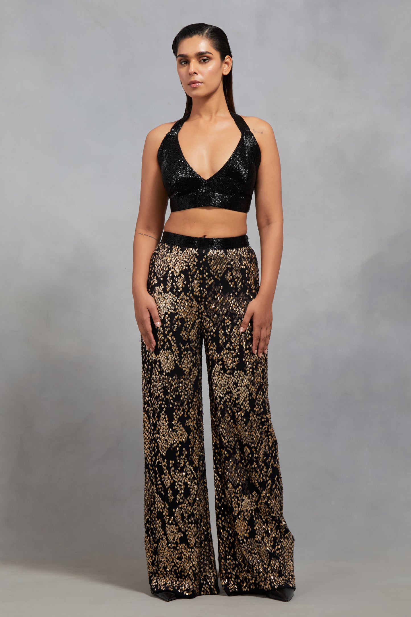 Jacket set in Sequin Textured Snake Pattern