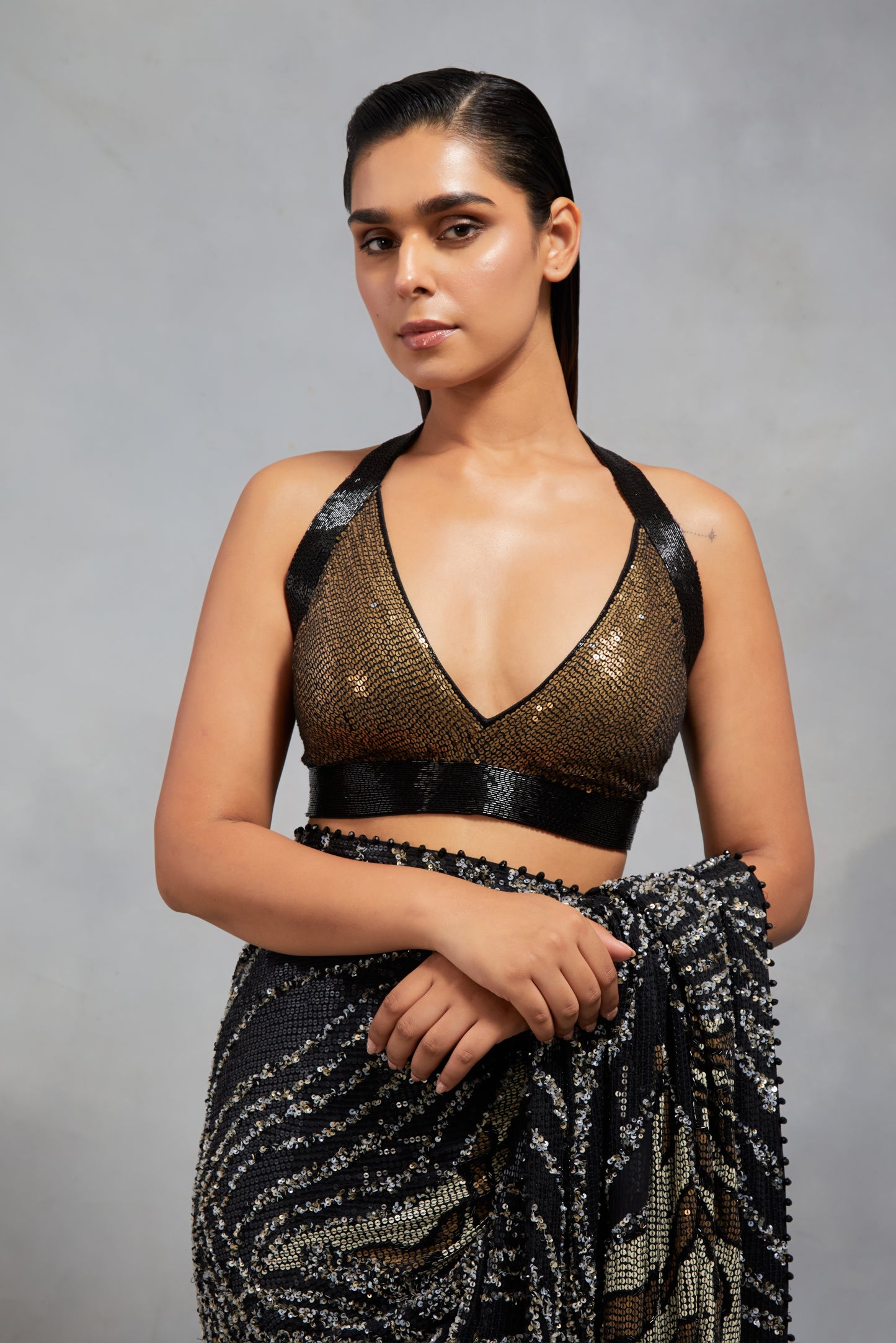 Sari Set In Sequin Embroidery in Mix Animal Design pattern