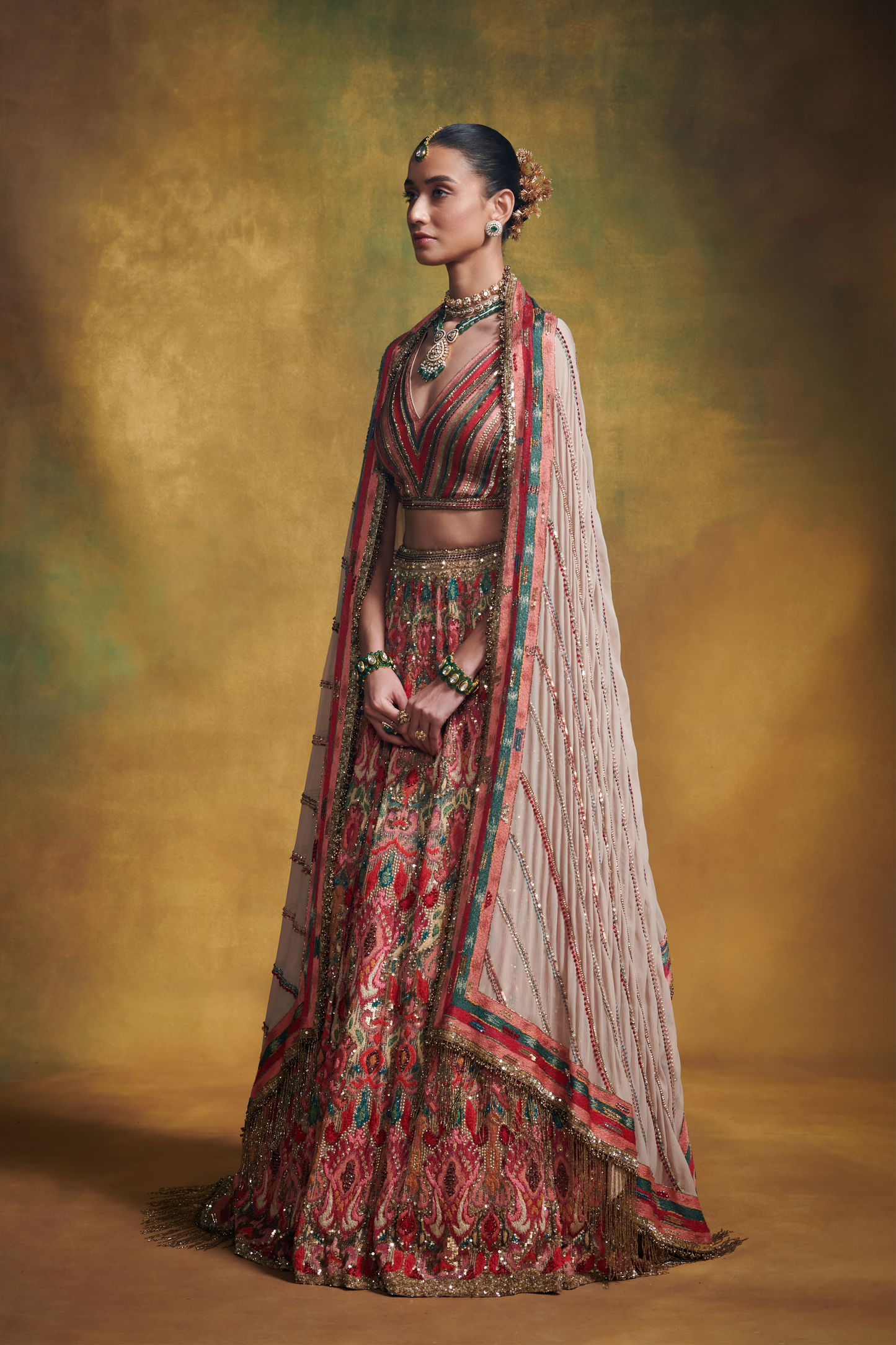 Lehenga Set in Marrakesh Ikkat Thread Embroidery