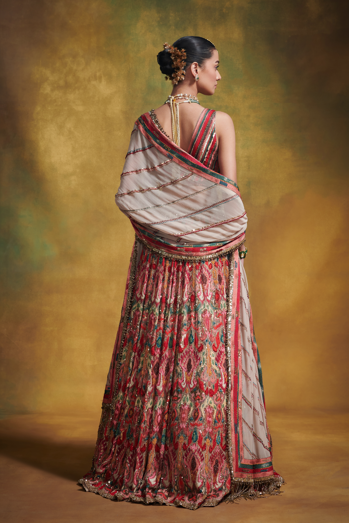 Lehenga Set in Marrakesh Ikkat Thread Embroidery