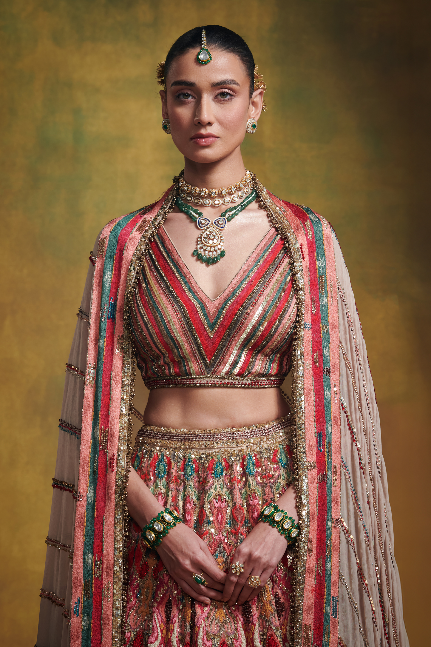 Lehenga Set in Marrakesh Ikkat Thread Embroidery