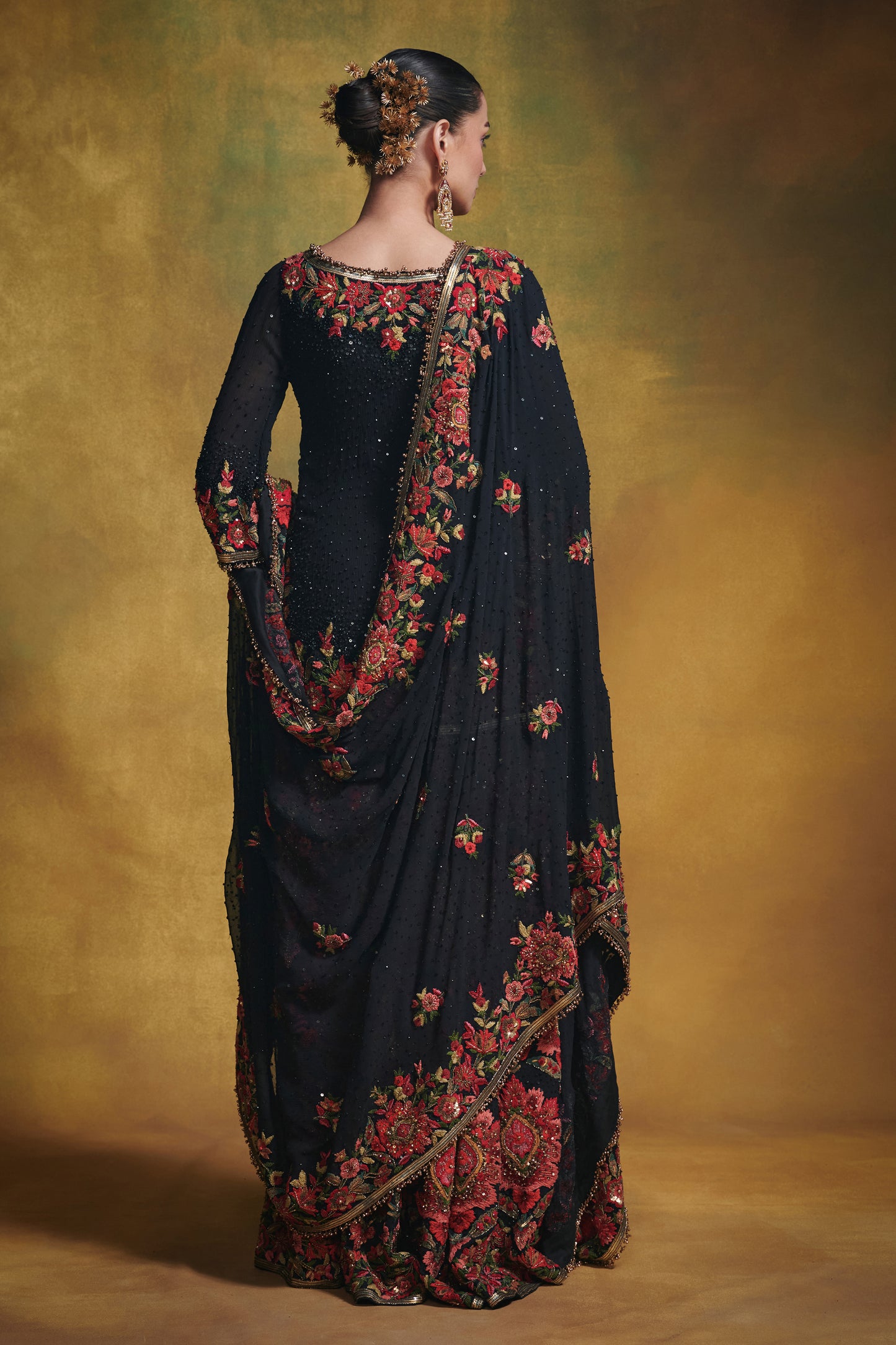 Sharara Set in Floral Thread Embroidery
