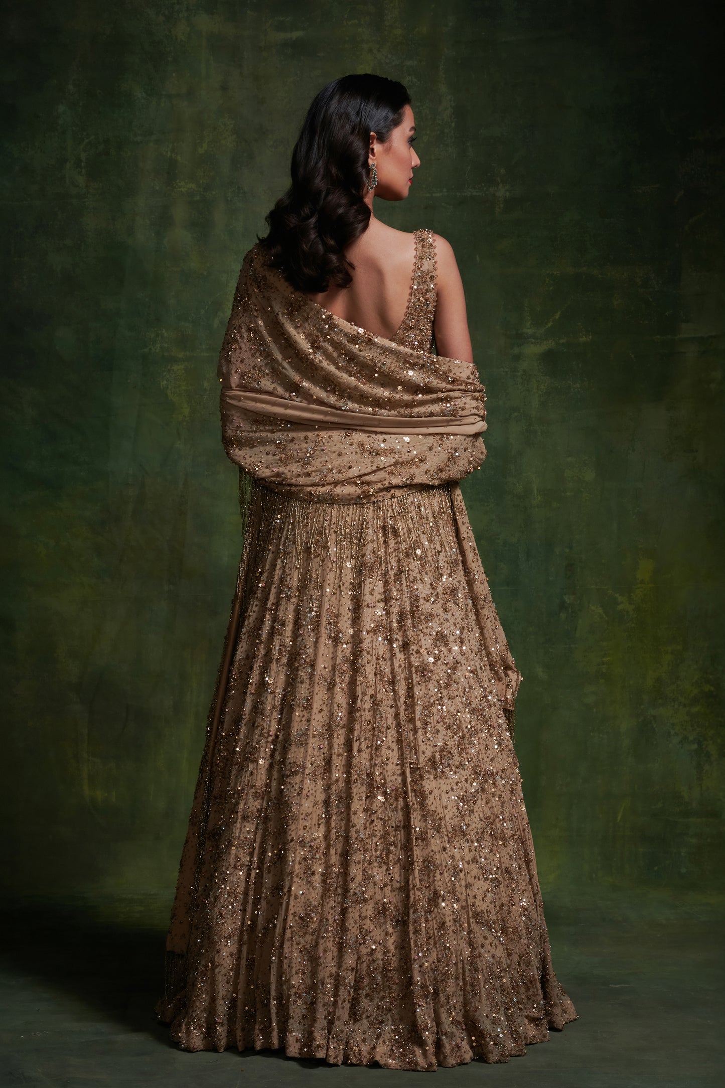 Lehenga Set in Sequin Sprinkle and Stone Embroidery