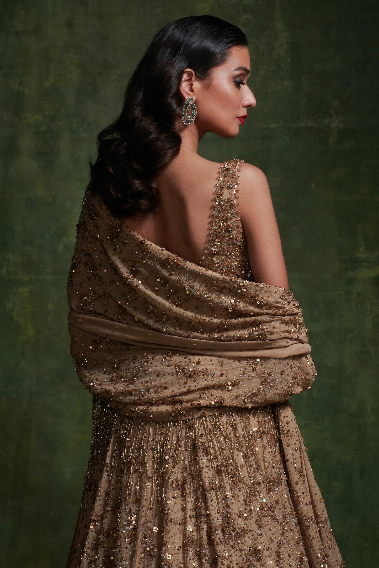 Lehenga Set in Sequin Sprinkle and Stone Embroidery