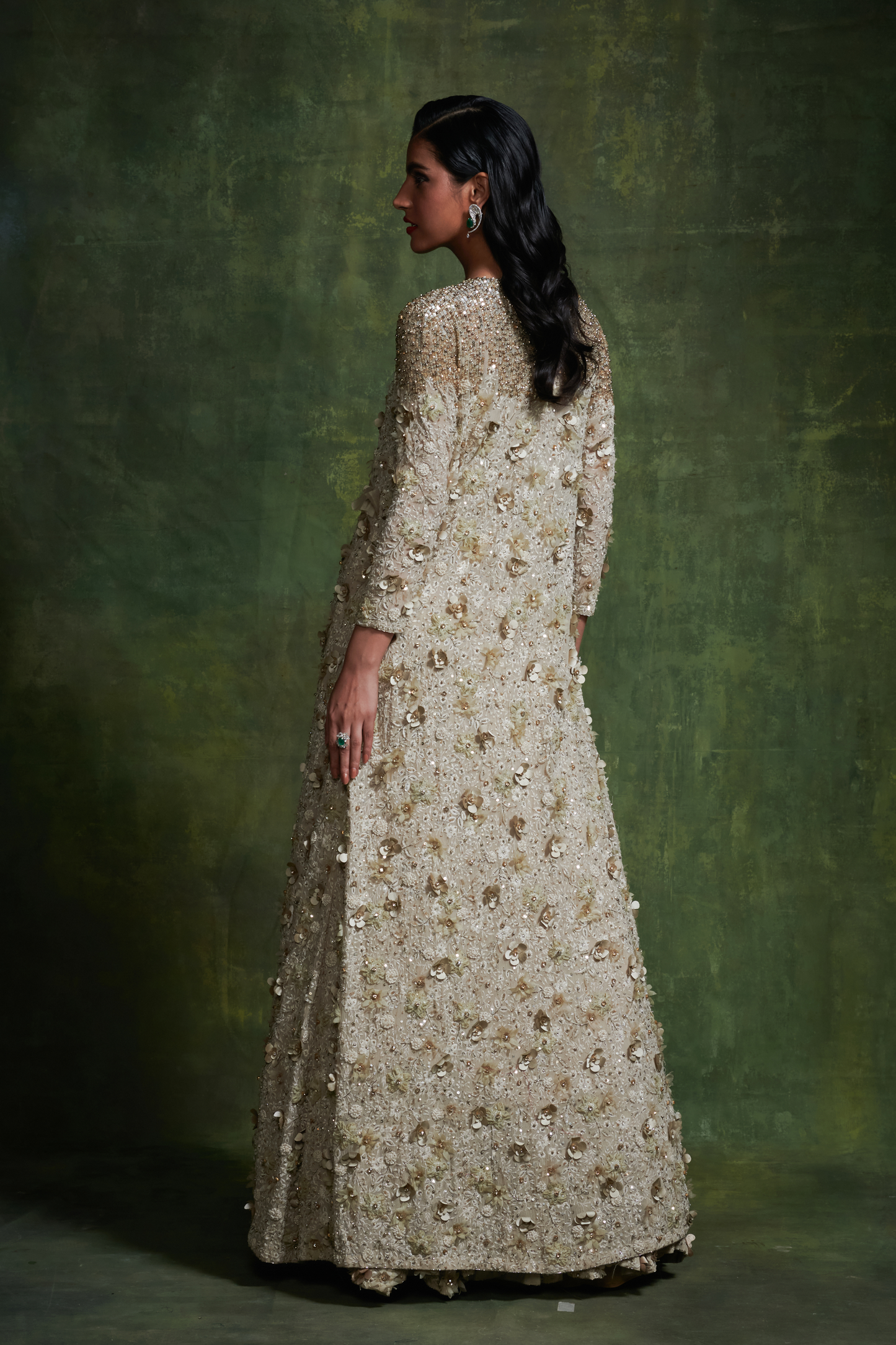Jacket Set in 3D floral Embroidery