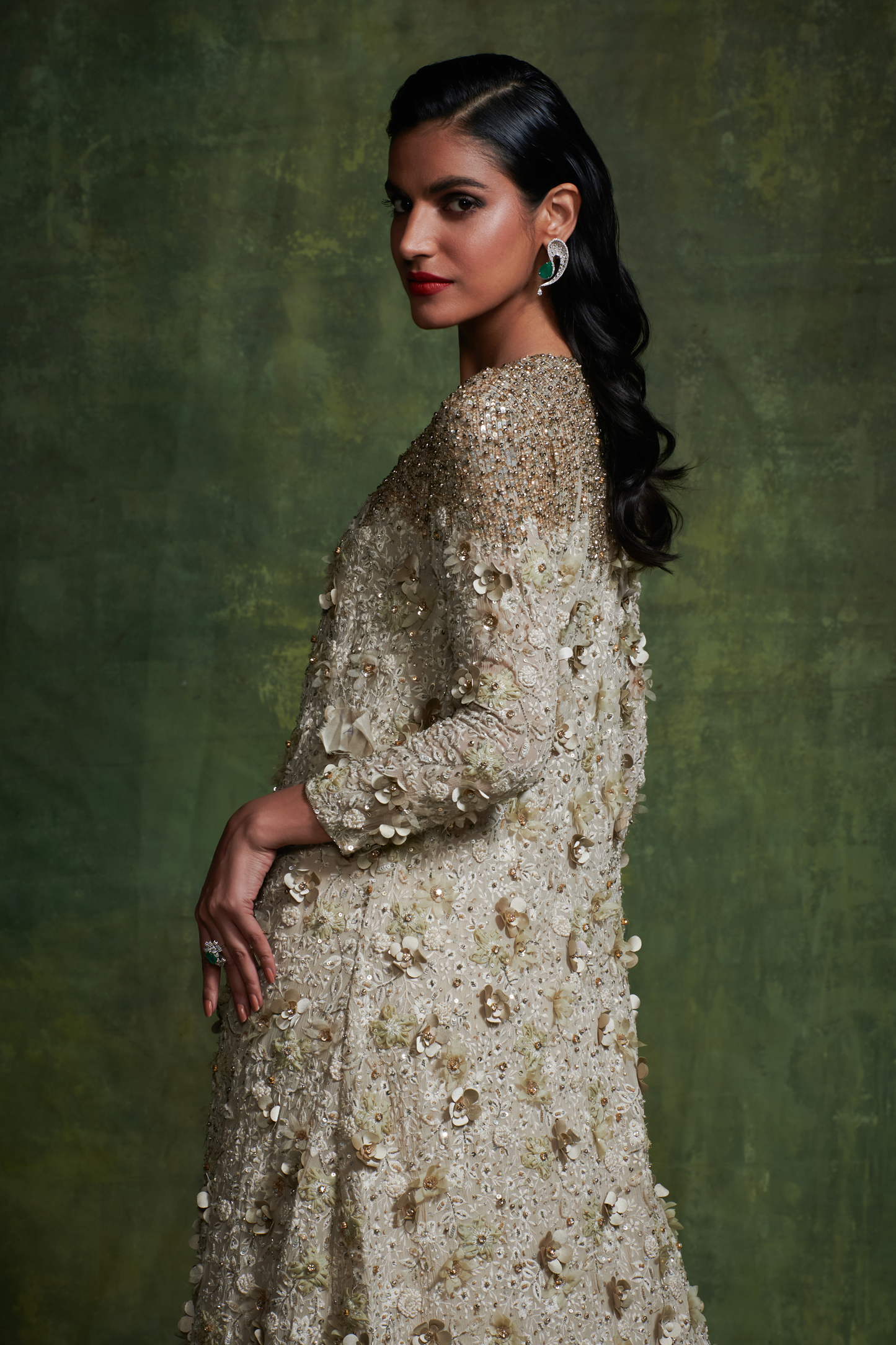 Jacket Set in 3D floral Embroidery