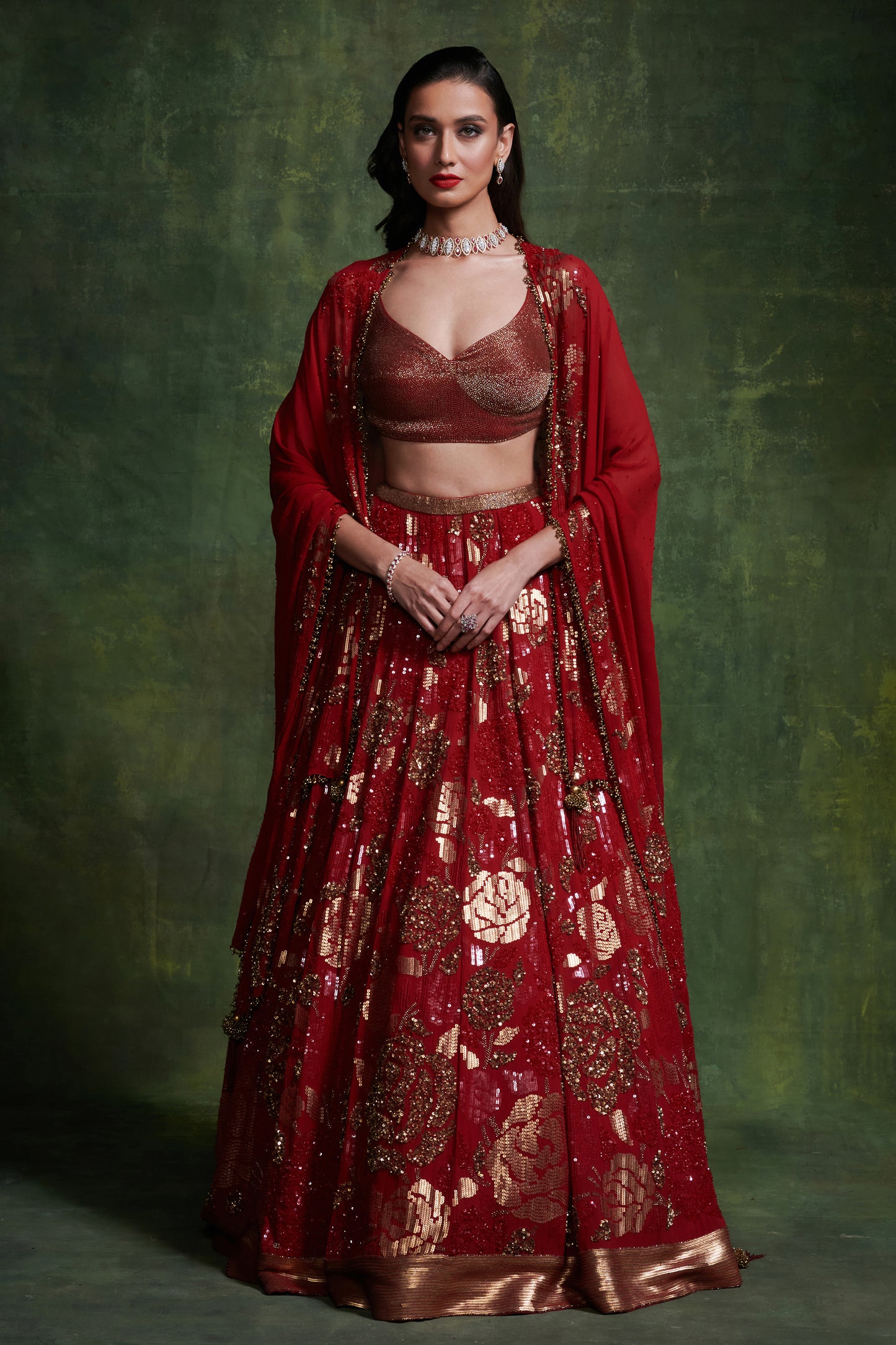 Lehenga, Blouse with a Cape Dupatta