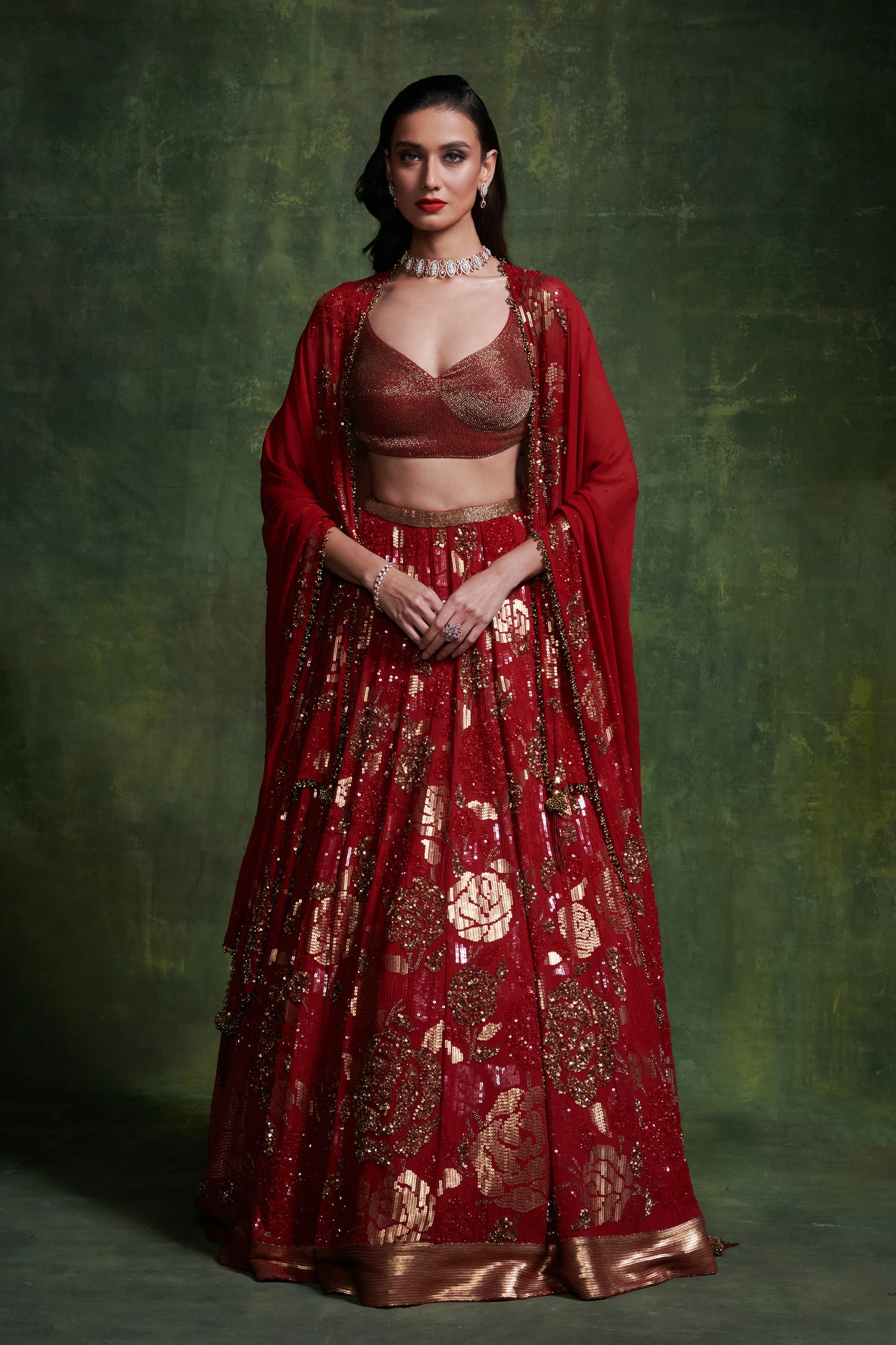 Lehenga, Blouse with a Cape Dupatta