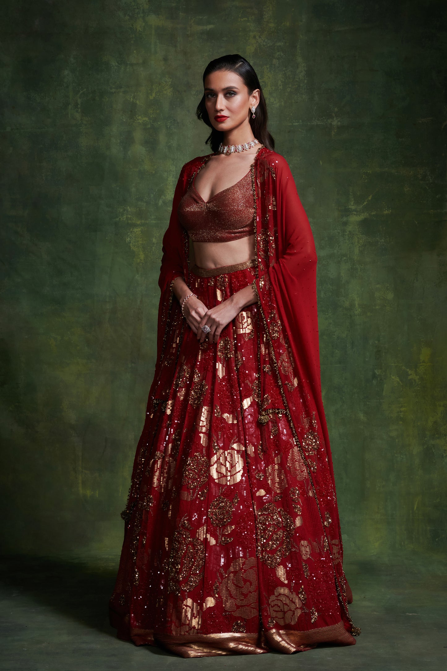Lehenga, Blouse with a Cape Dupatta