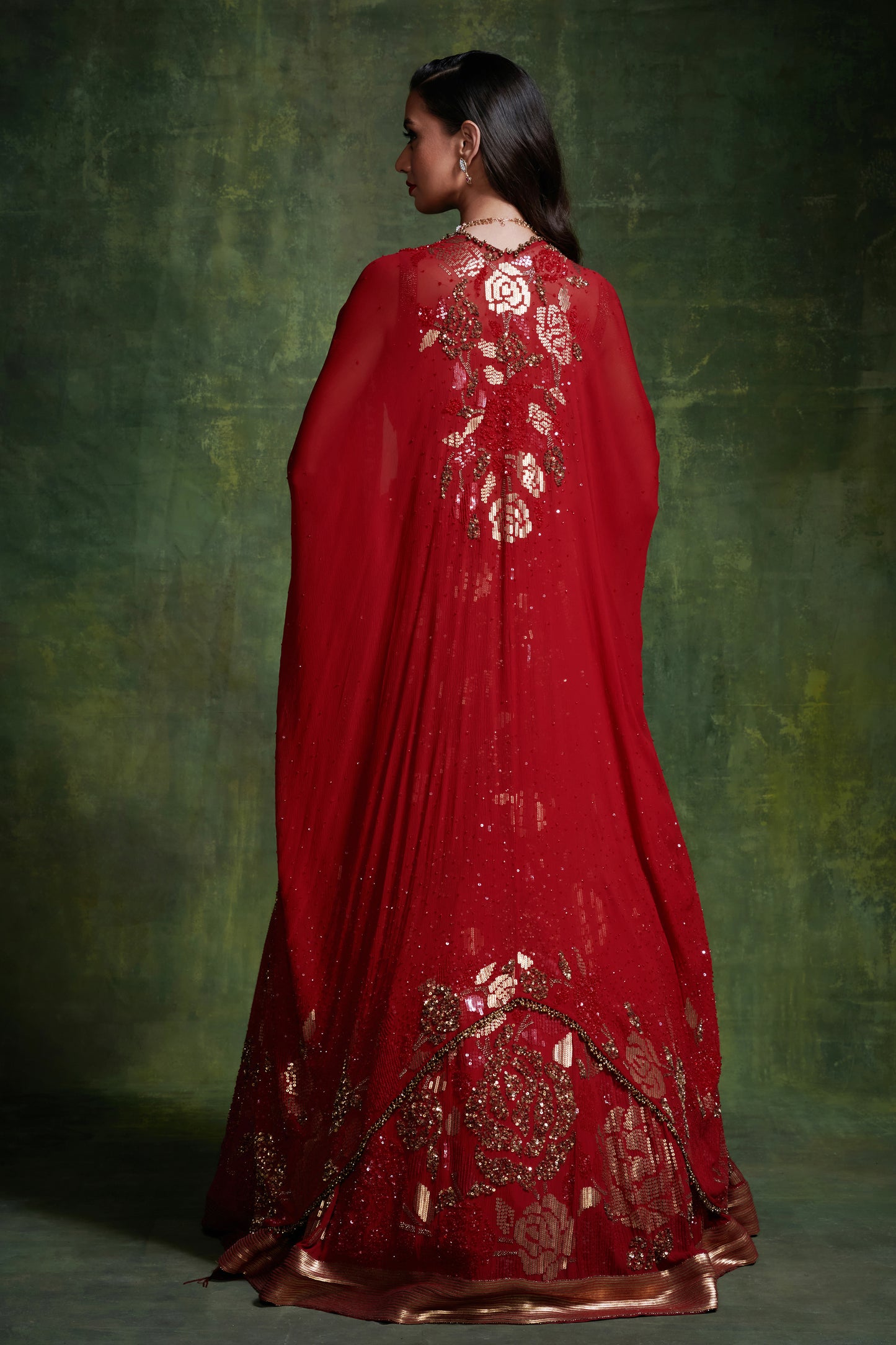 Lehenga, Blouse with a Cape Dupatta