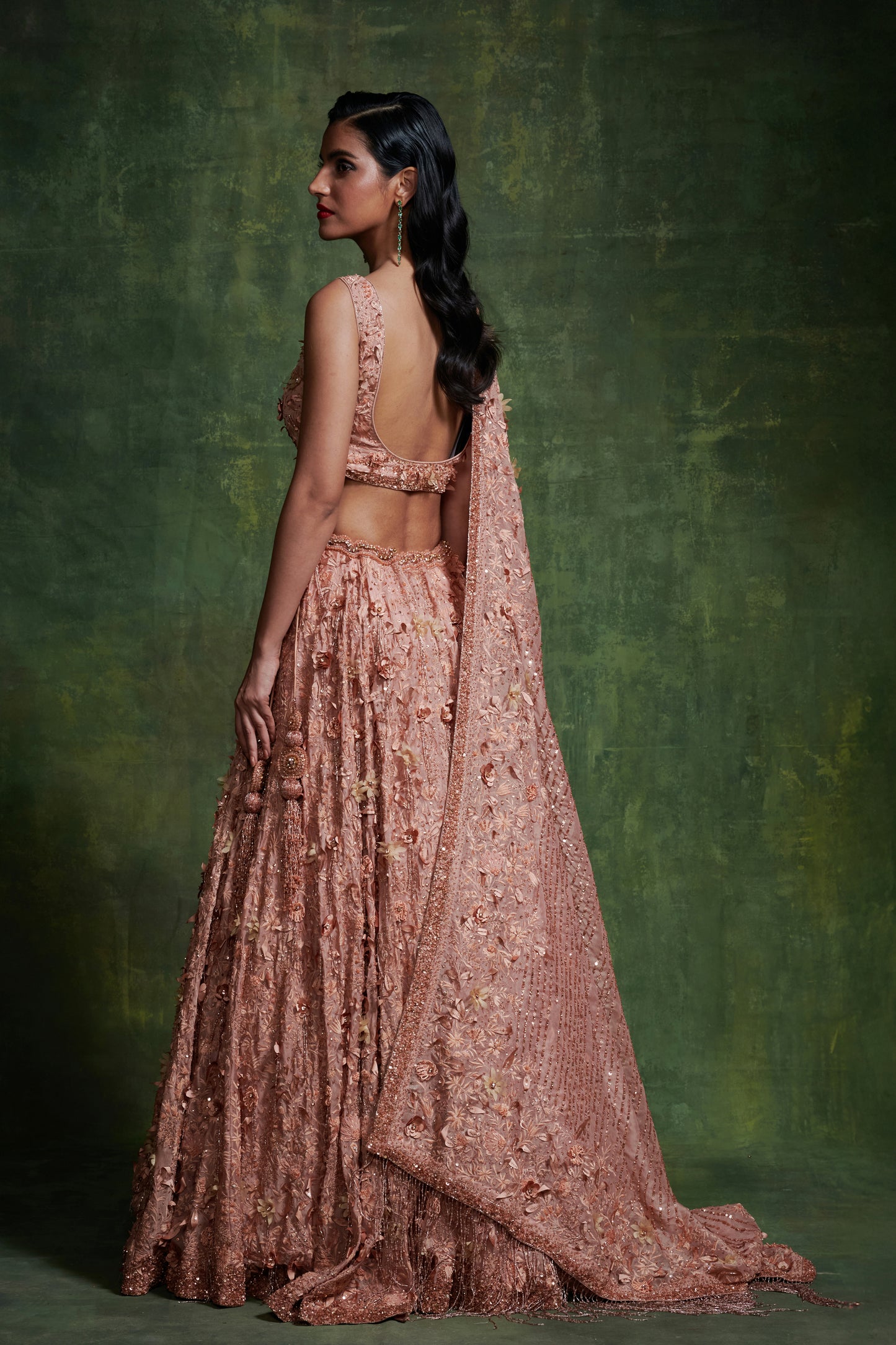 Lehanga Set in 3D Floral Embroidery