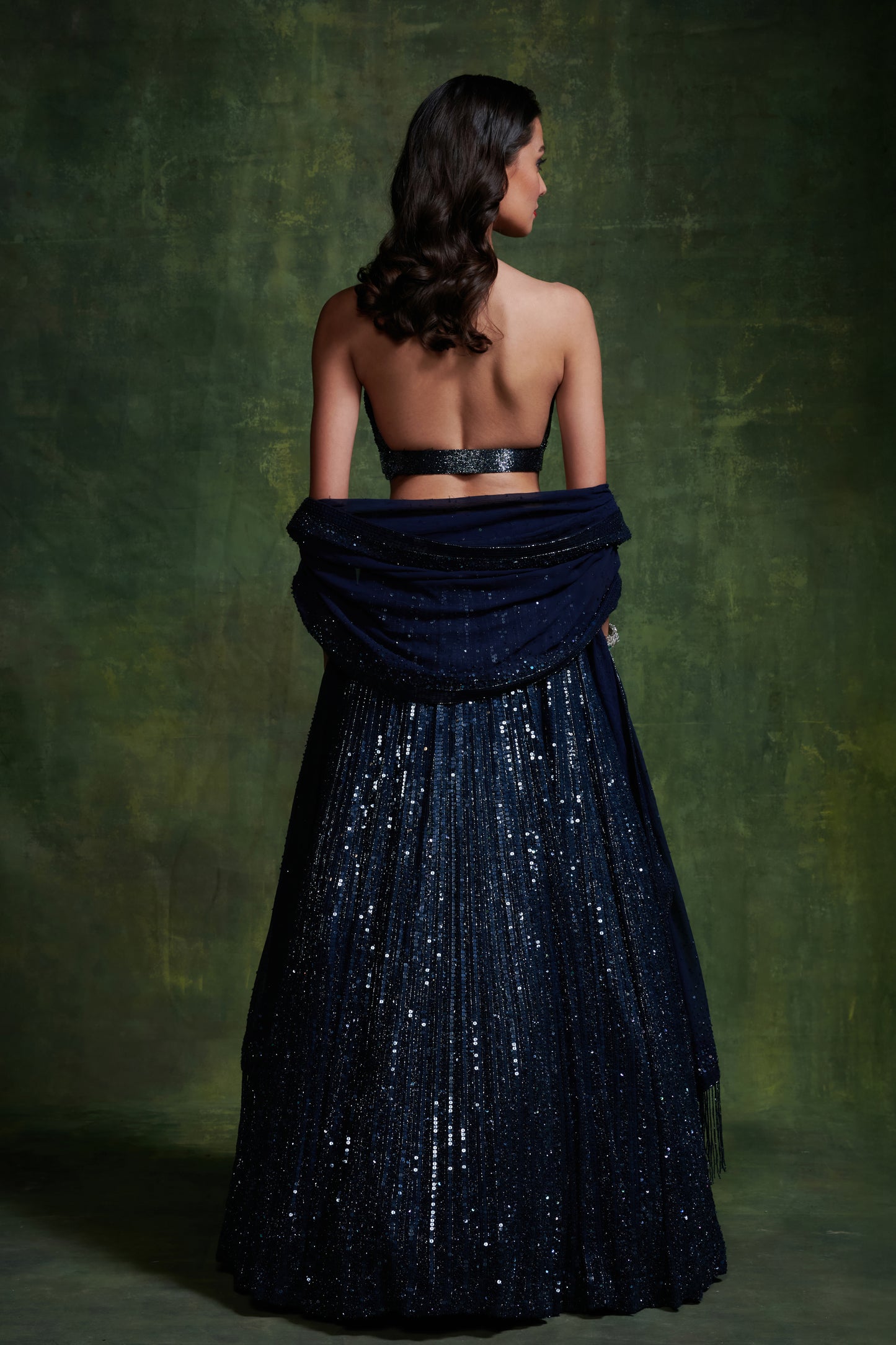 Lehenga, Blouse Dupatta in our Classic Line Sequin Embroidery