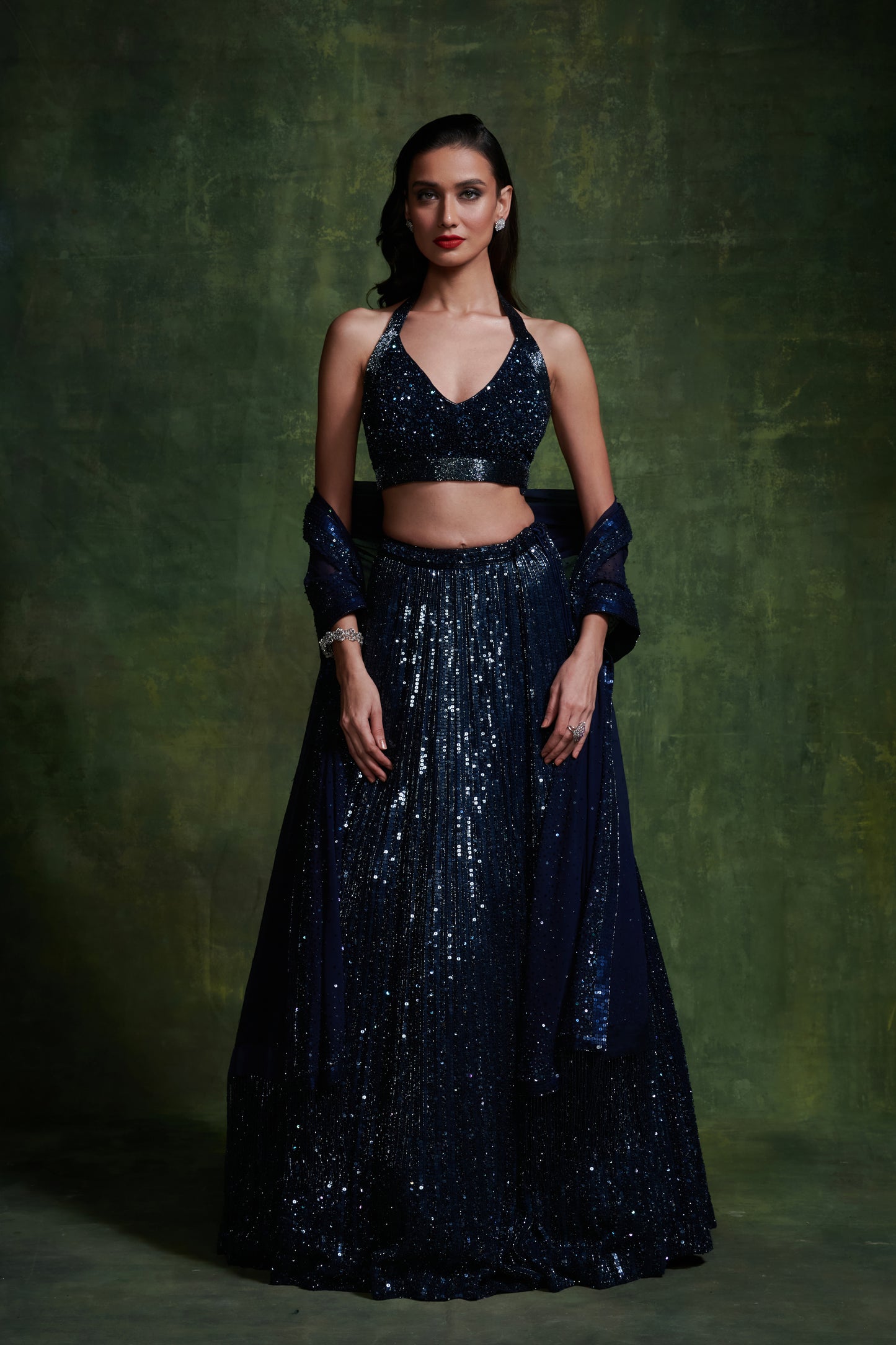 Lehenga, Blouse Dupatta in our Classic Line Sequin Embroidery