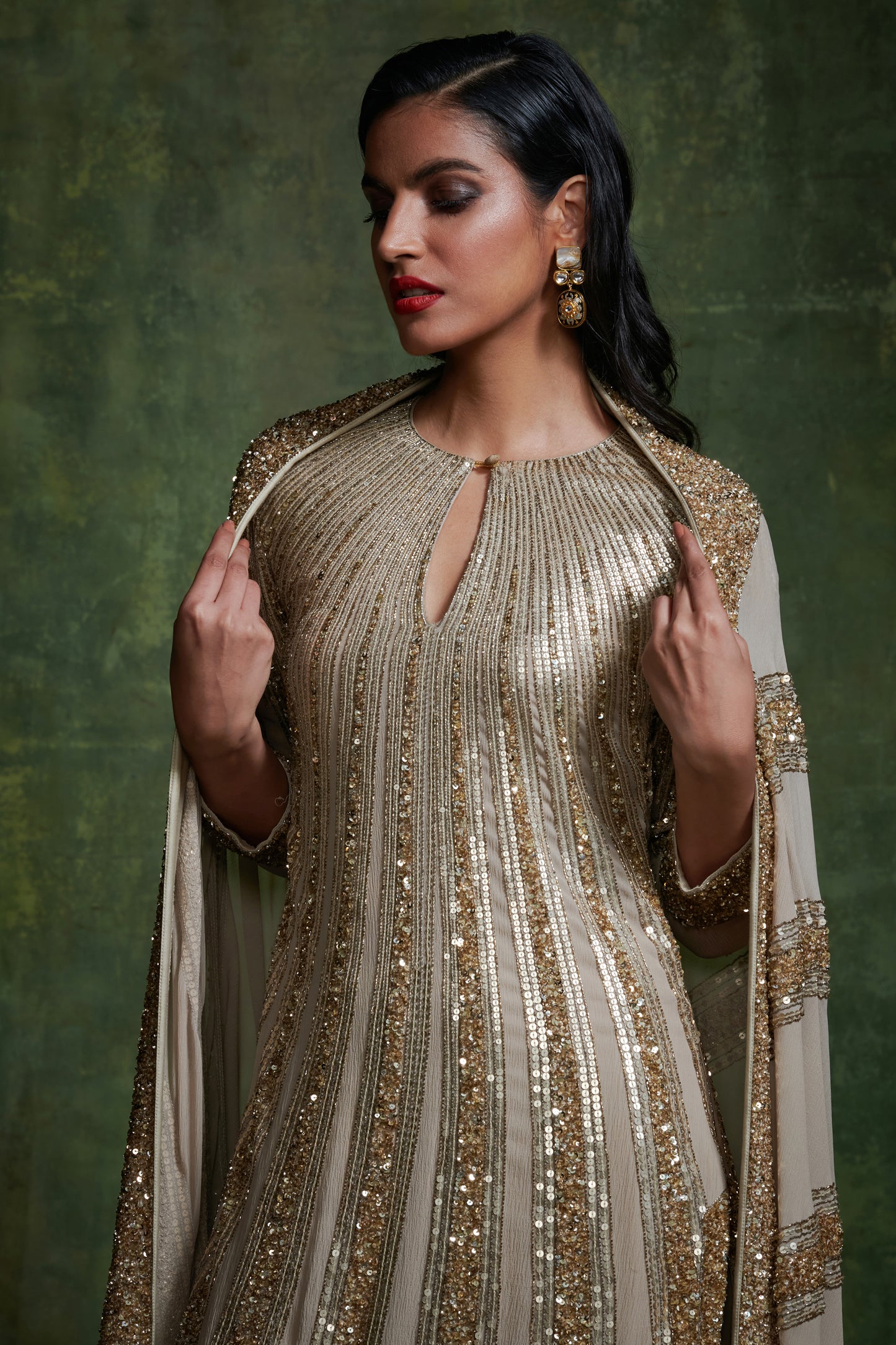 Sharara, Kurta Dupatta in Mix Line Sequins Embroidery