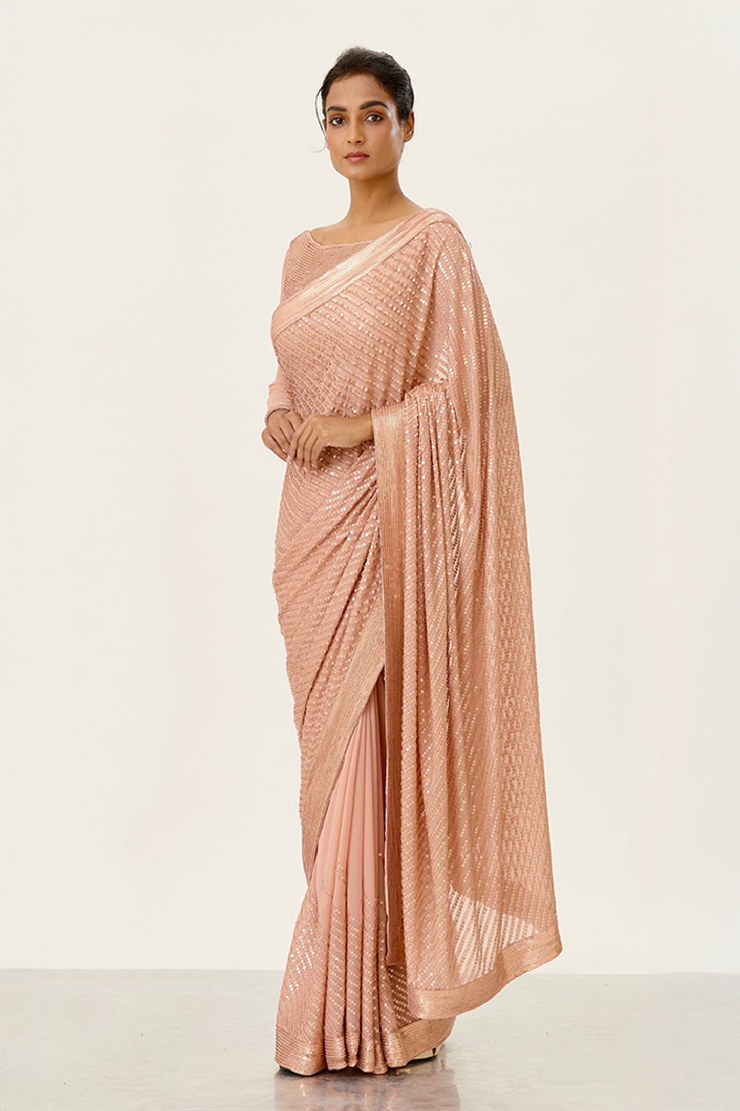 Sari Set with Tonal Sequin Embroidery