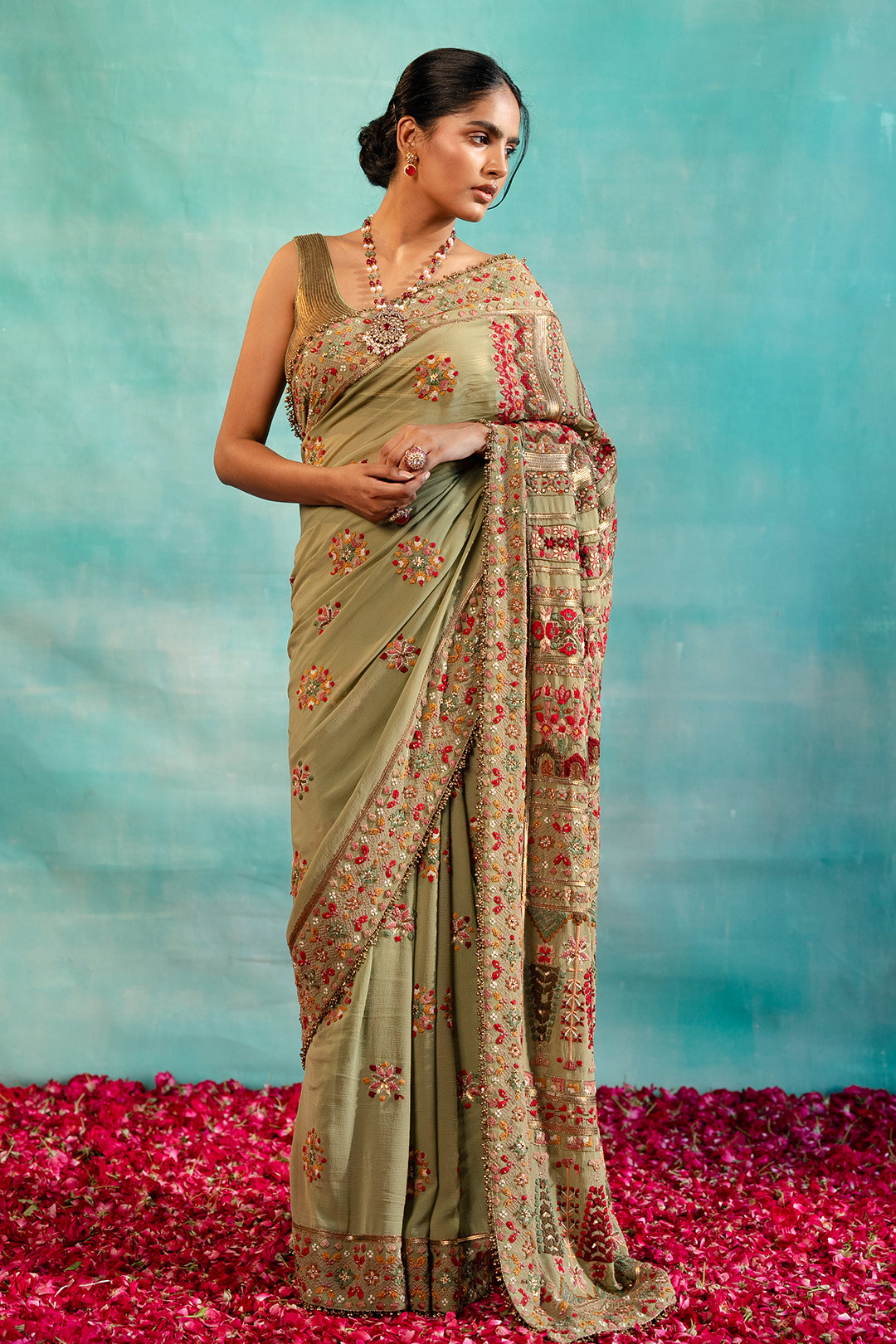 Sari Set with Tribal Thread embroidery